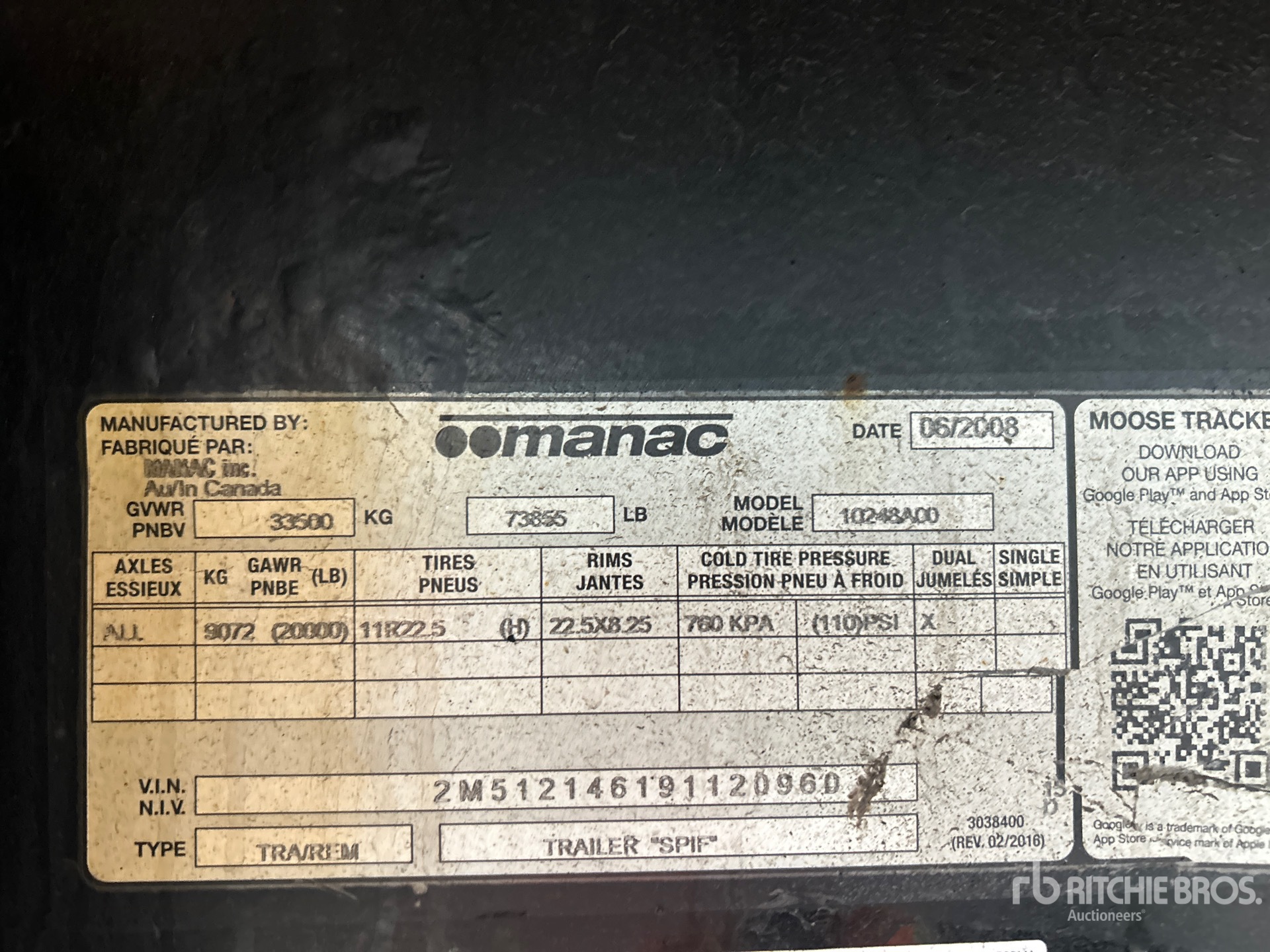 General Appearance with Serial Number / VIN