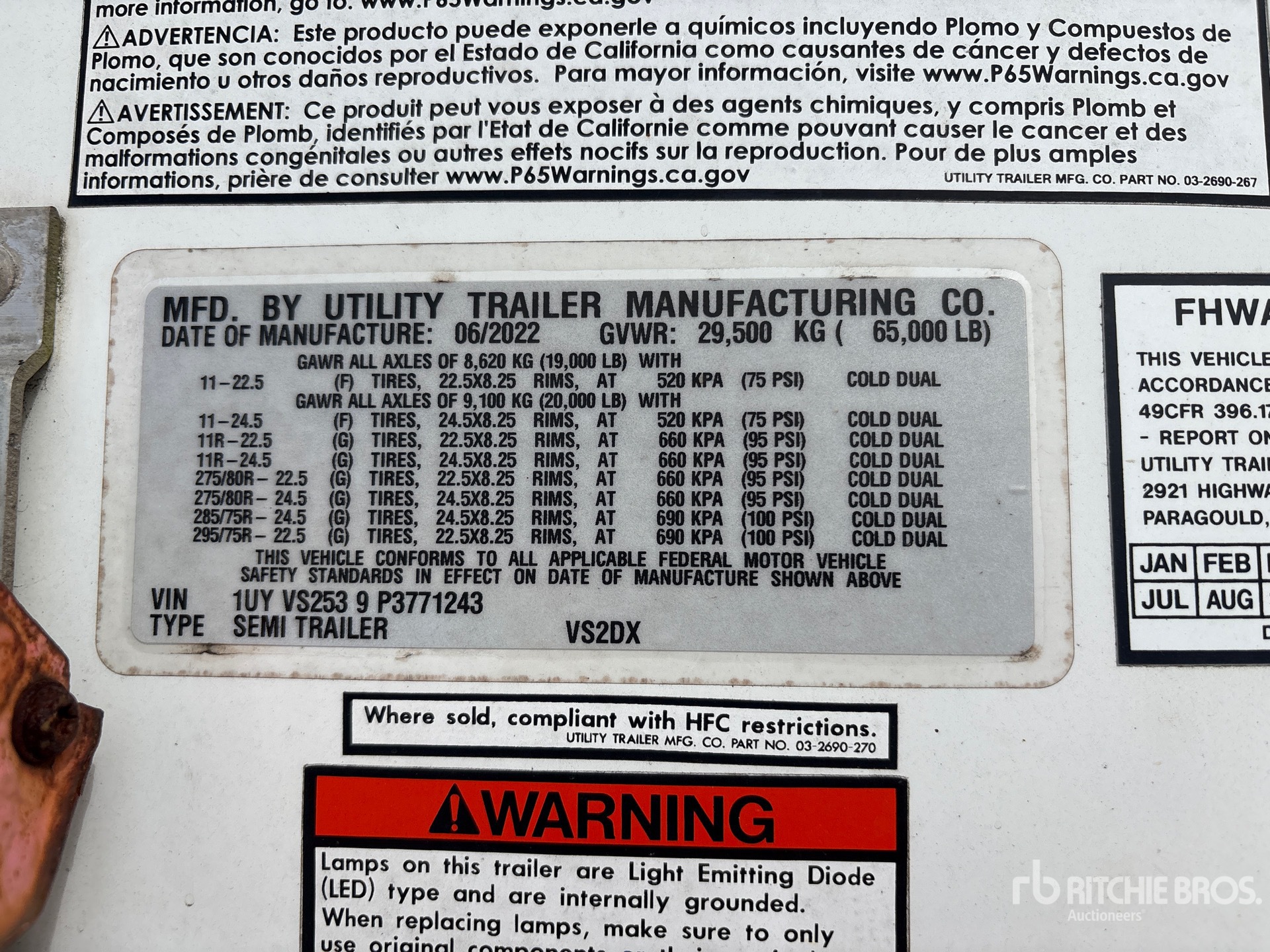 General Appearance with Serial Number / VIN