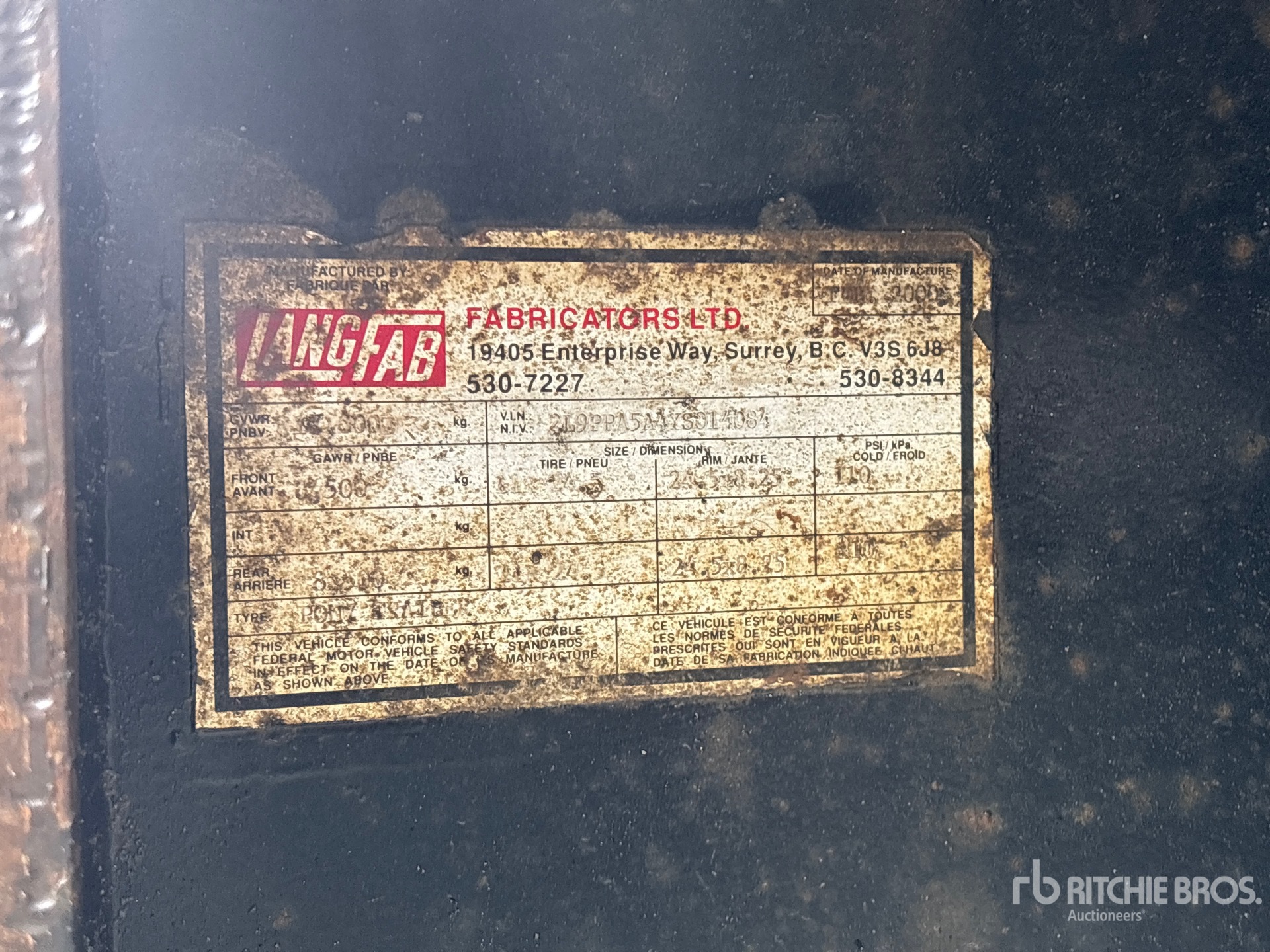 General Appearance with Serial Number / VIN