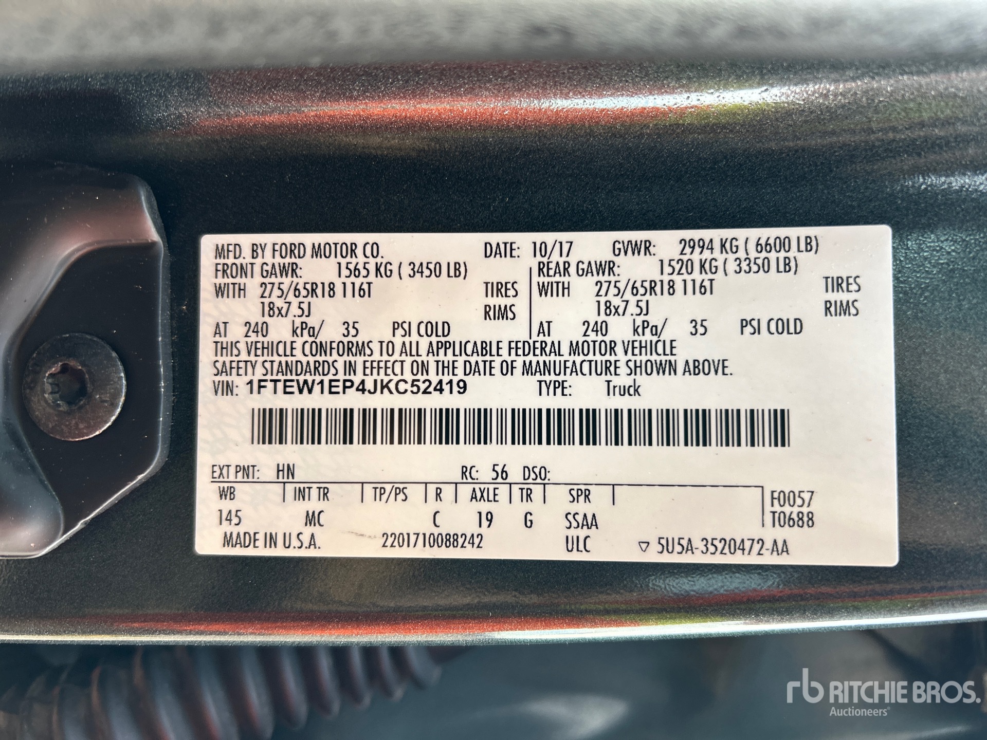 General Appearance with Serial Number / VIN