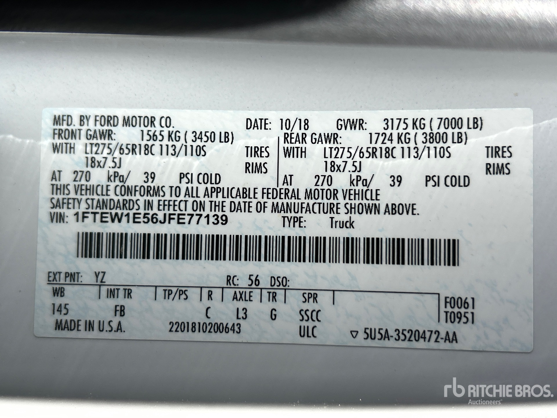 General Appearance with Serial Number / VIN