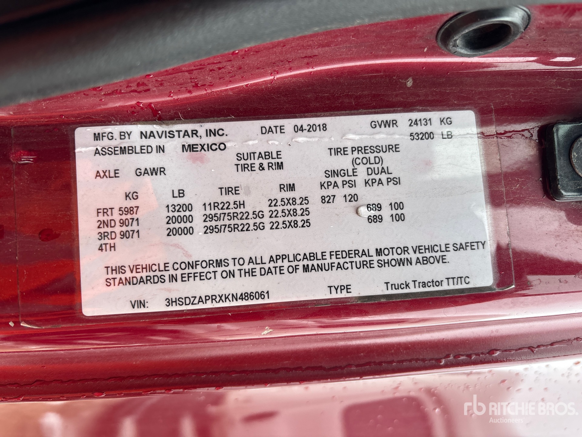 General Appearance with Serial Number / VIN