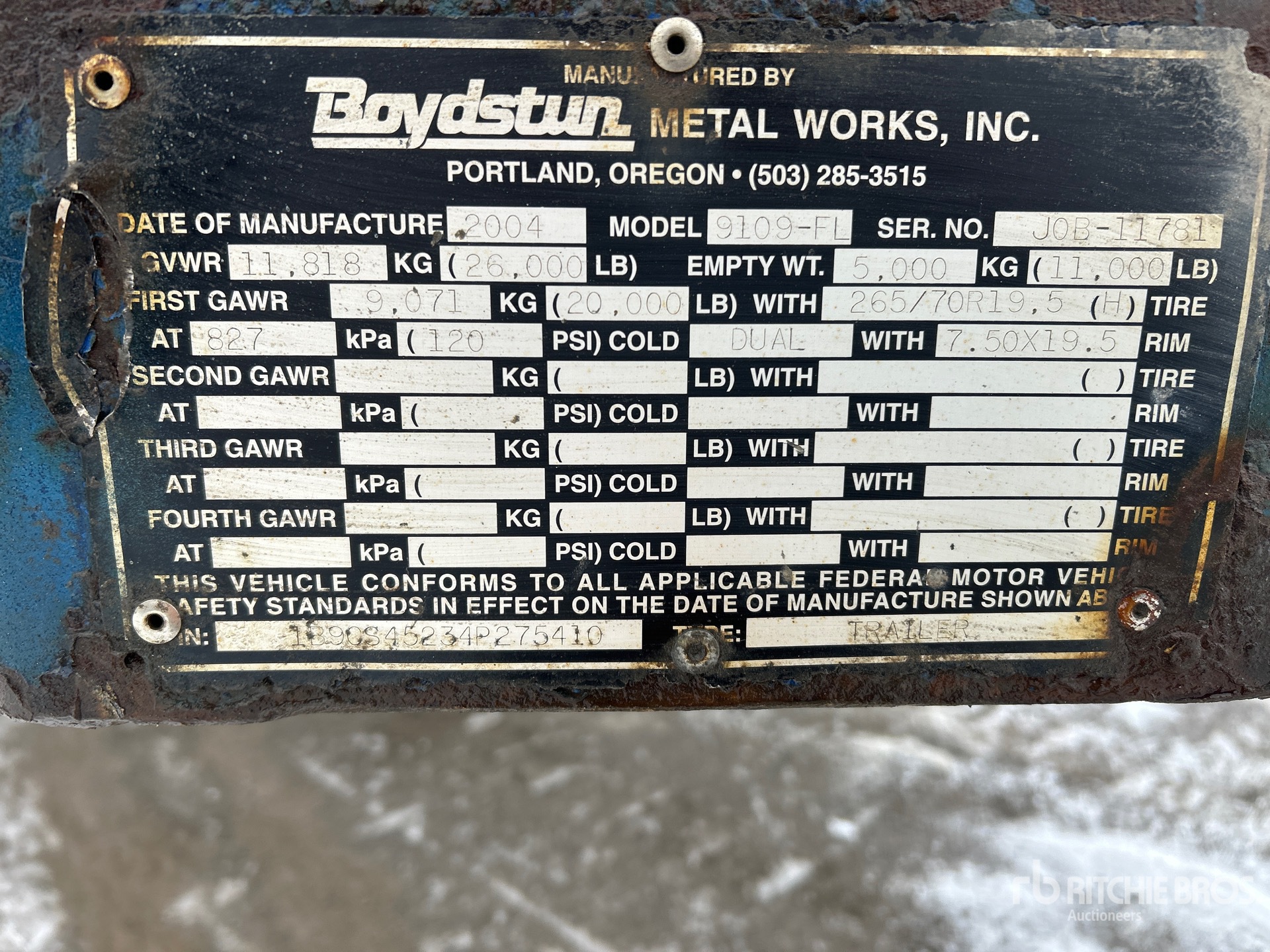 General Appearance with Serial Number / VIN