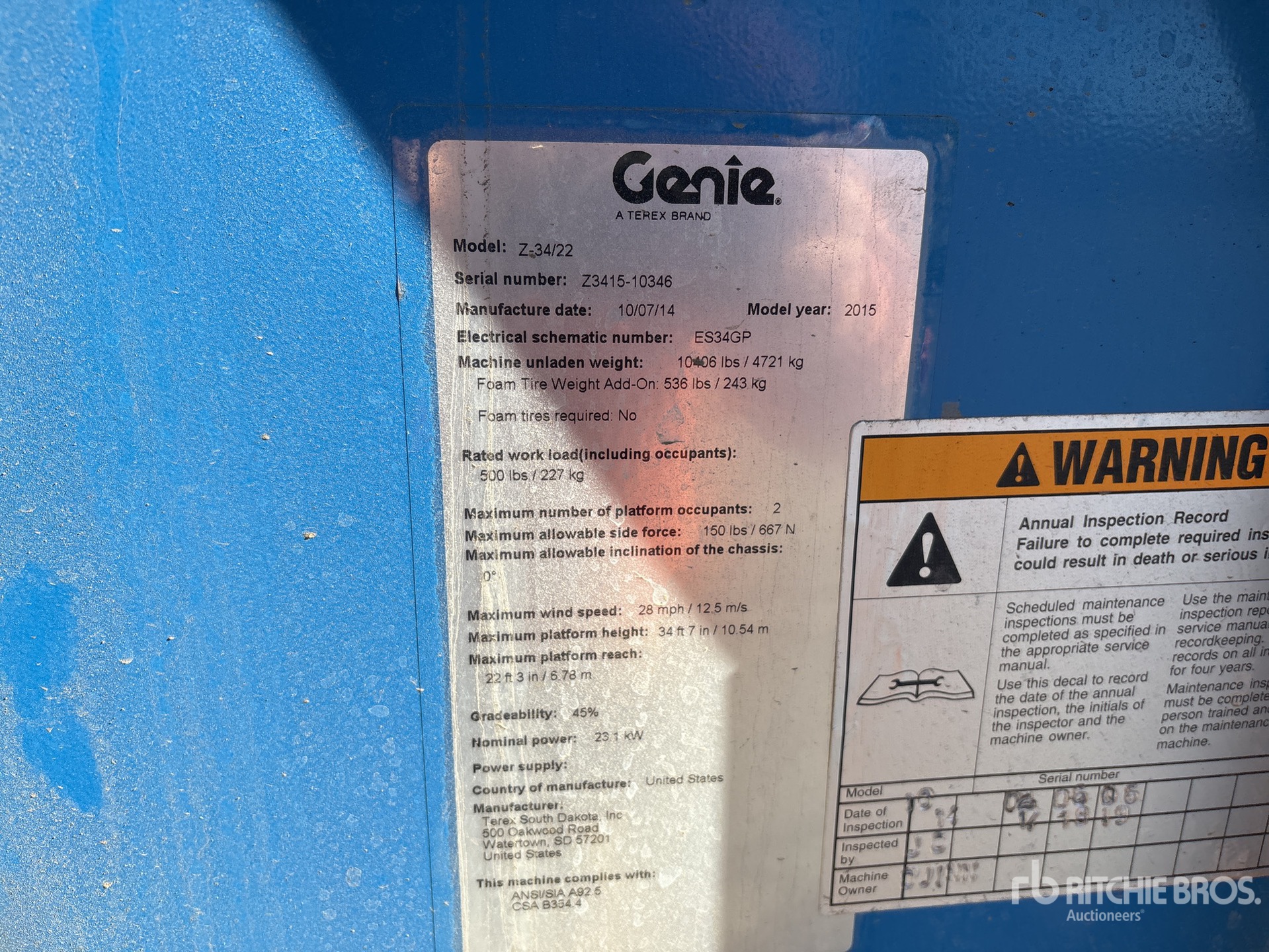 General Appearance with Serial Number / VIN