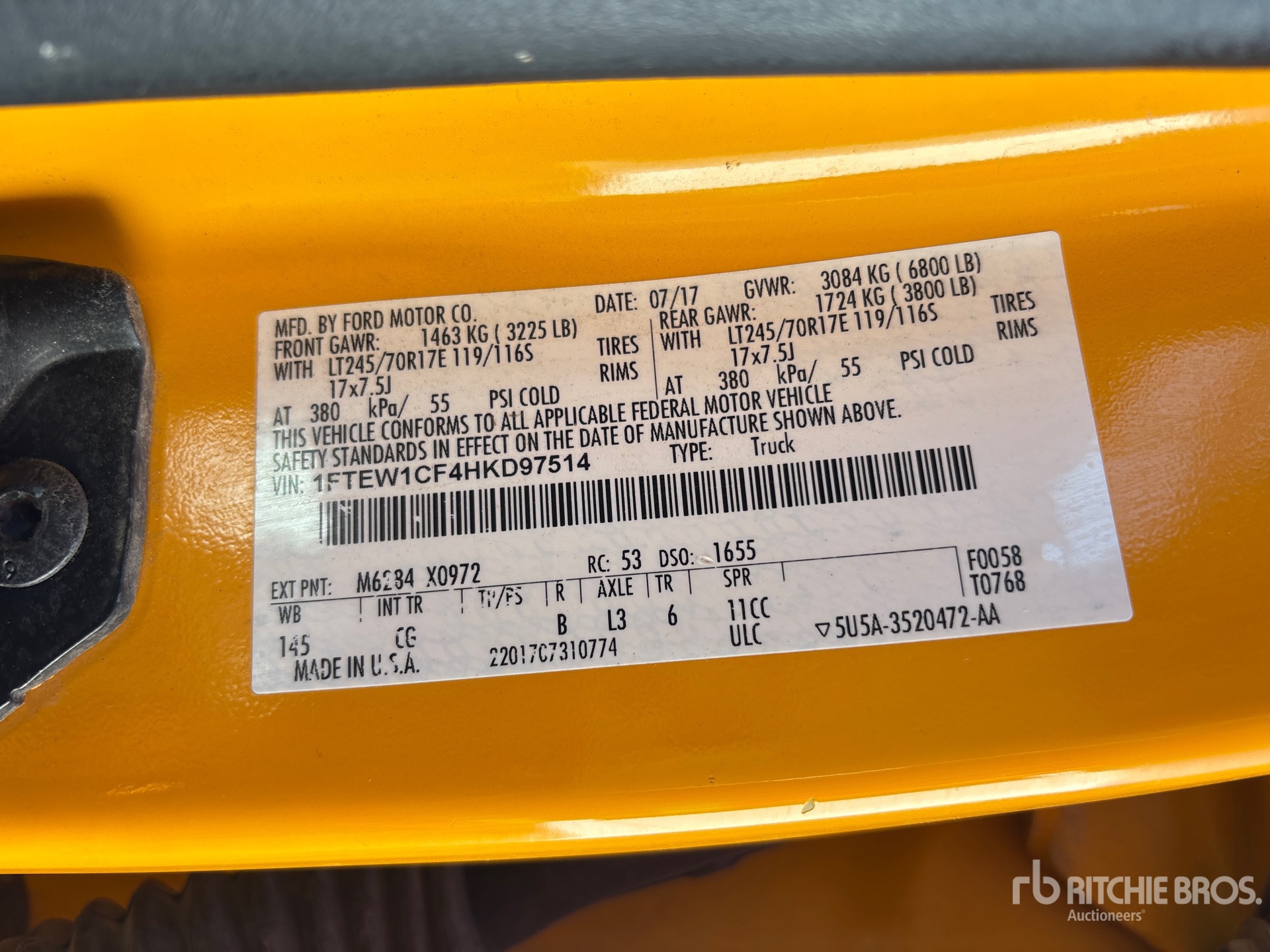 General Appearance with Serial Number / VIN