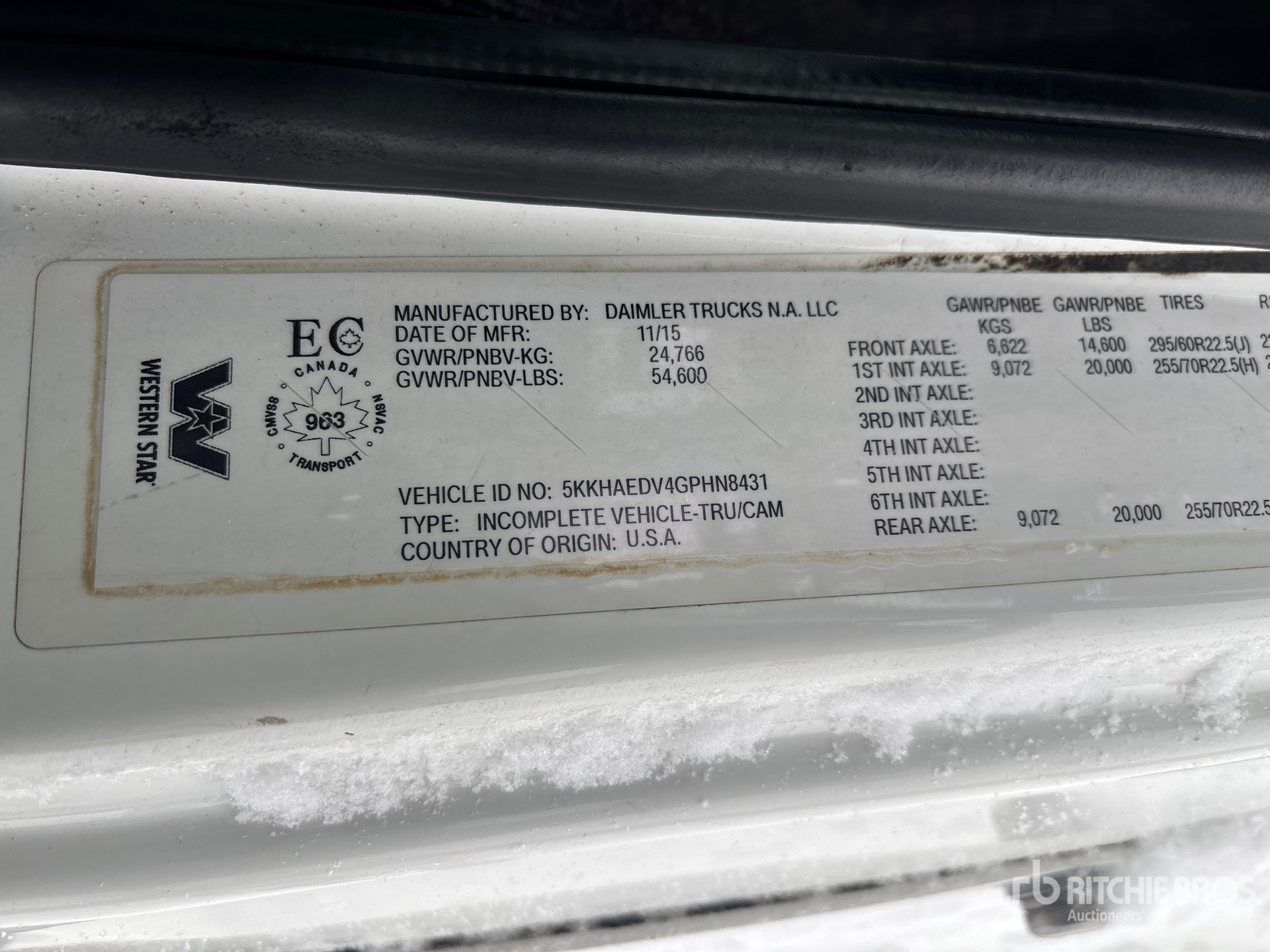 General Appearance with Serial Number / VIN