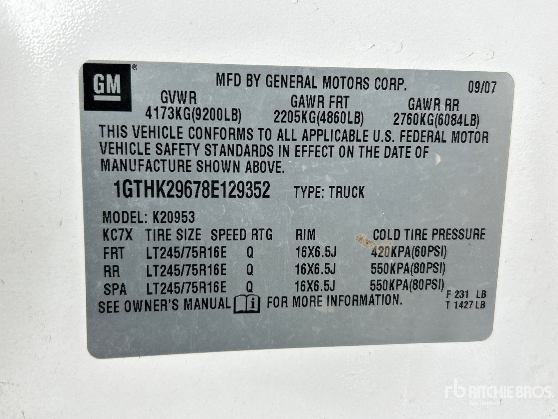 General Appearance with Serial Number / VIN