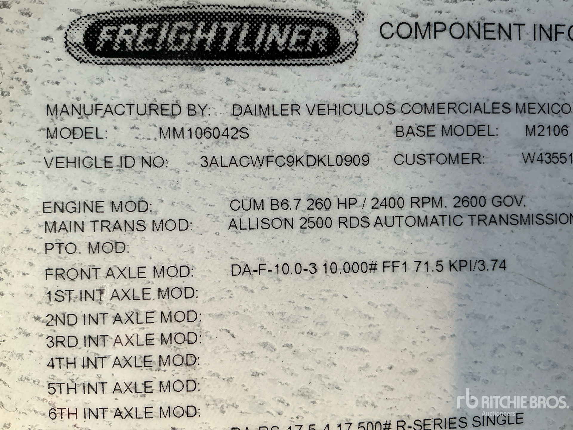 General Appearance with Second Serial Number/VIN Photo