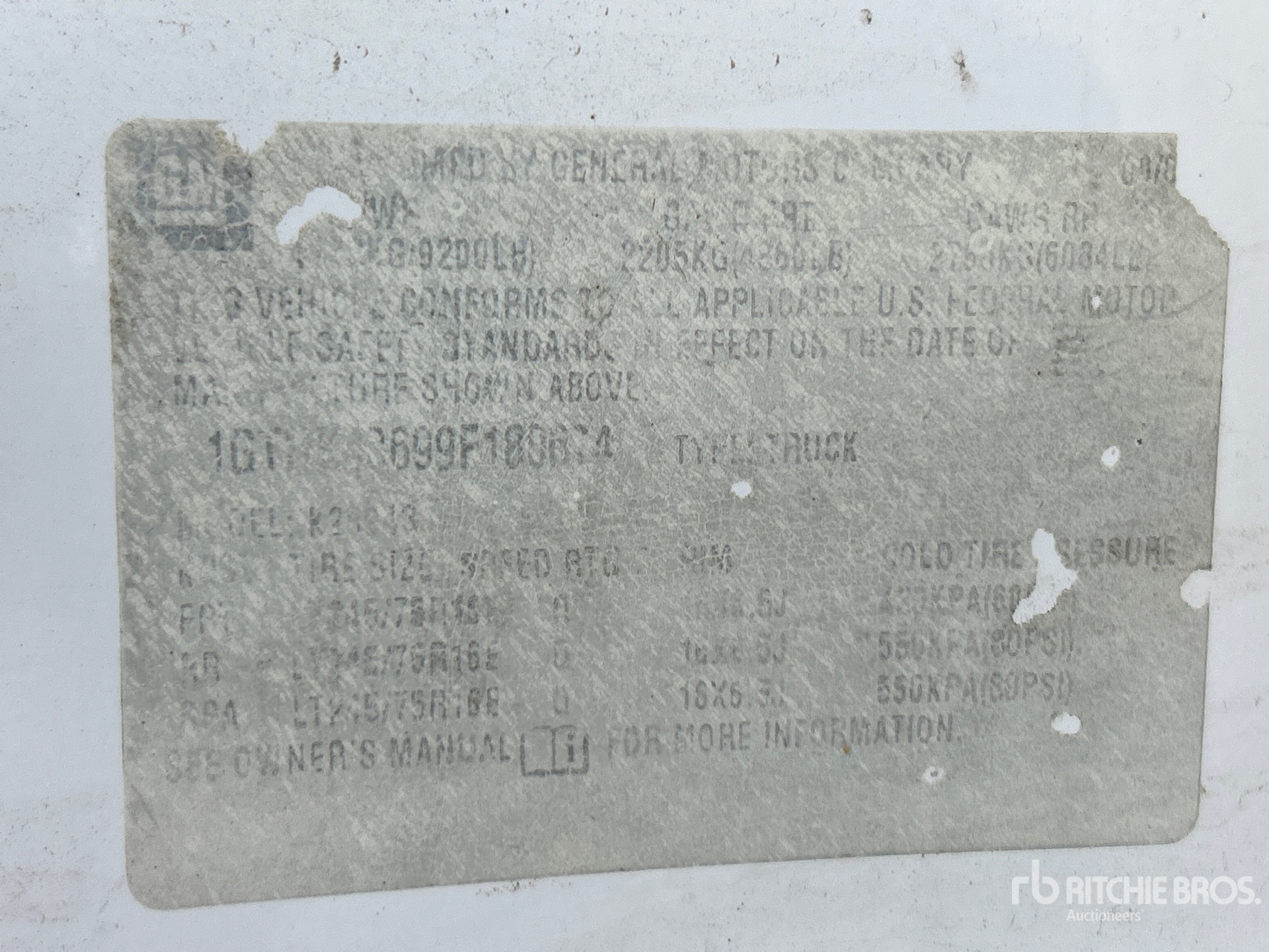 General Appearance with Serial Number / VIN