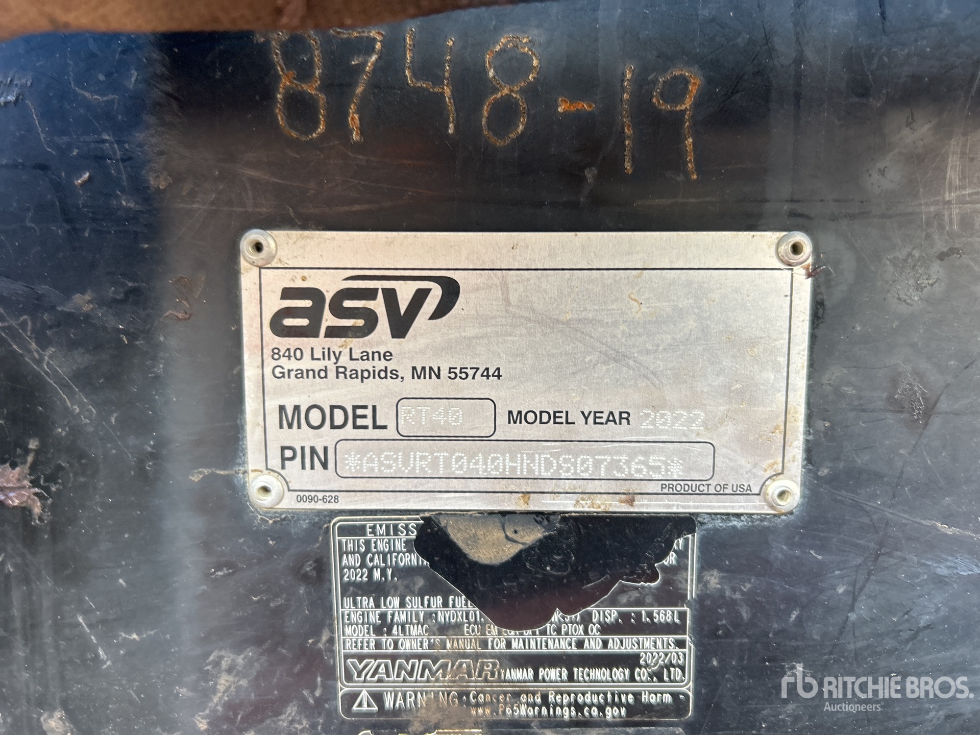 General Appearance with Serial Number / VIN