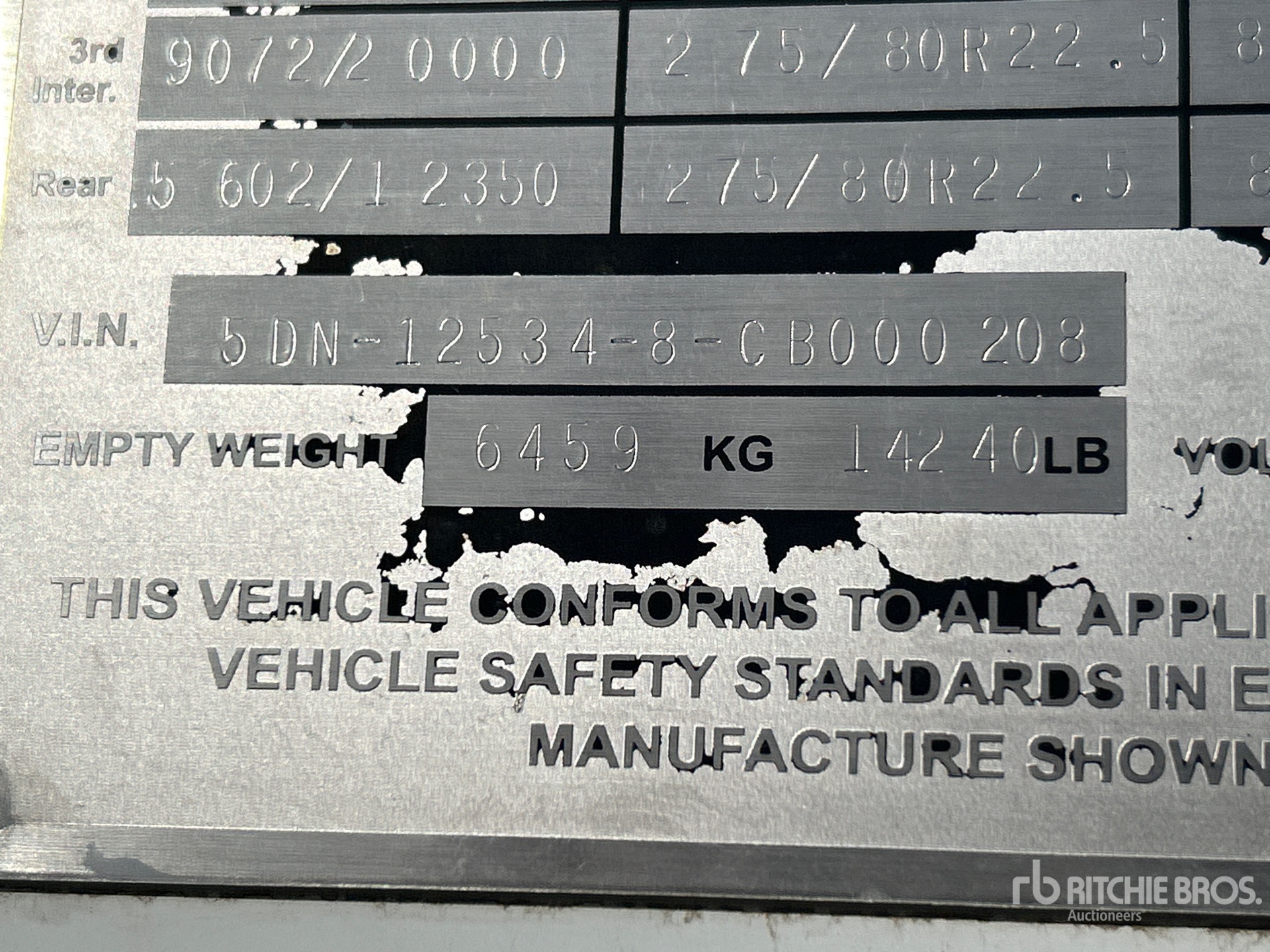 General Appearance with Serial Number / VIN