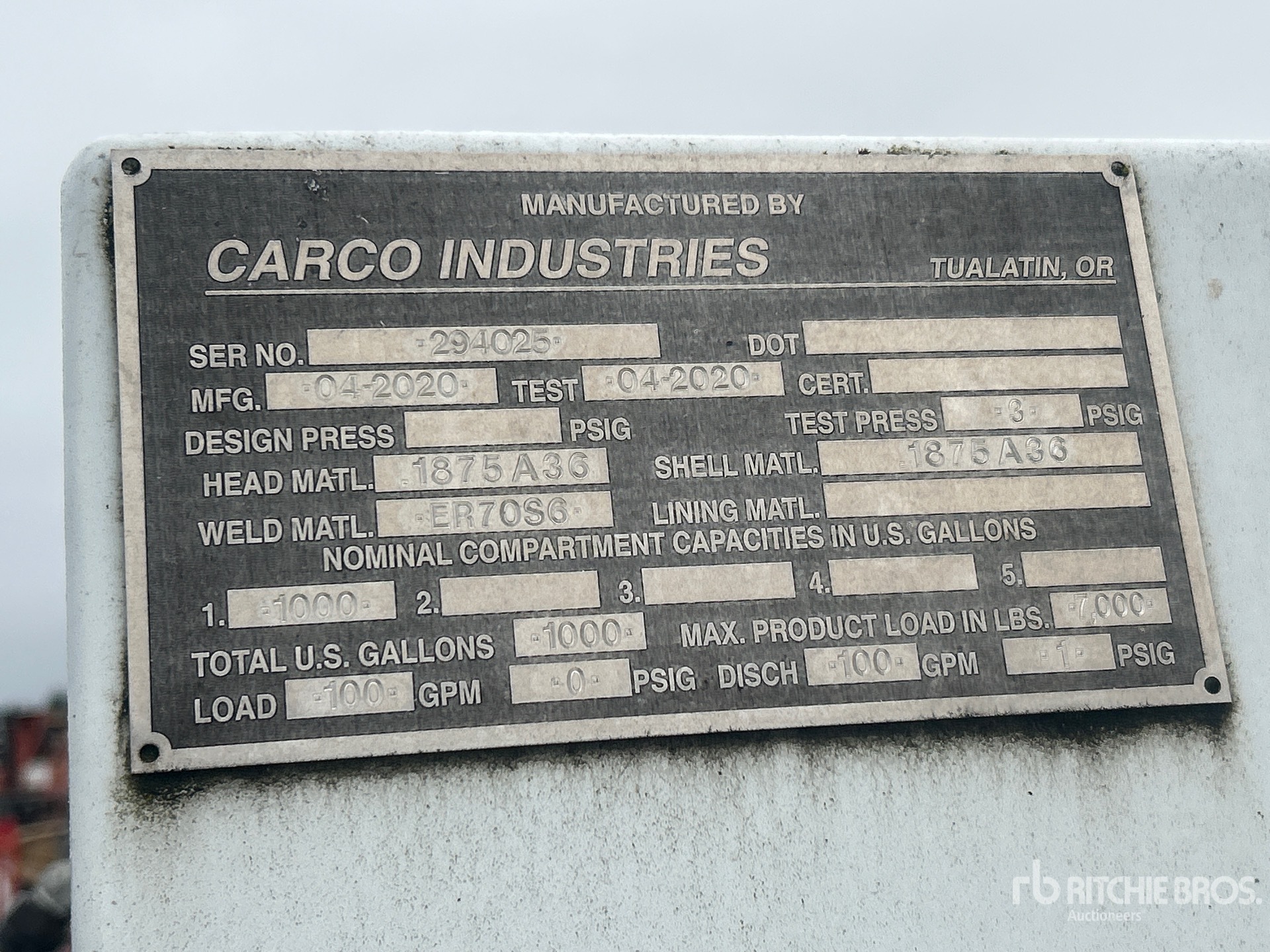 General Appearance with Serial Number / VIN