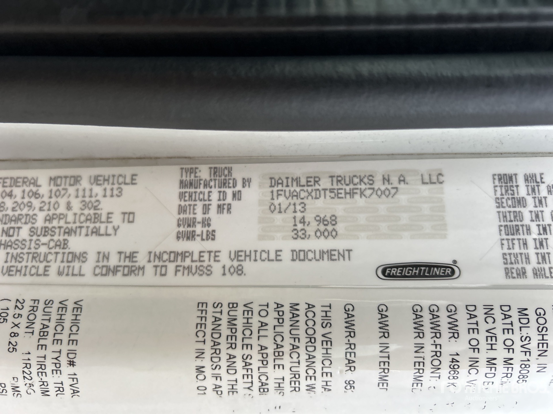 General Appearance with Serial Number / VIN