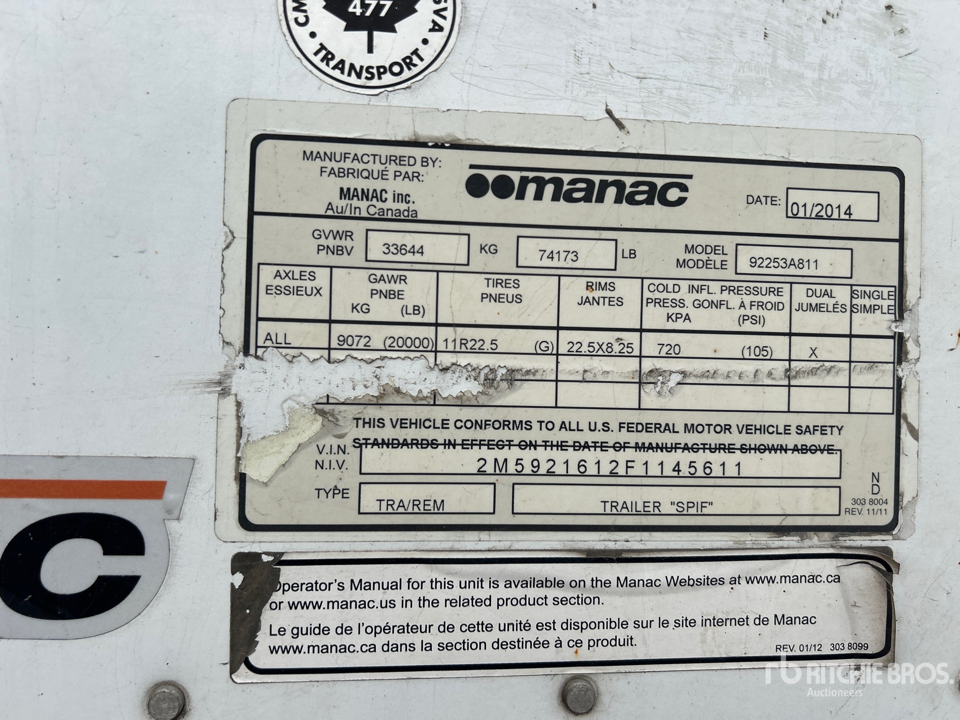 General Appearance with Serial Number / VIN