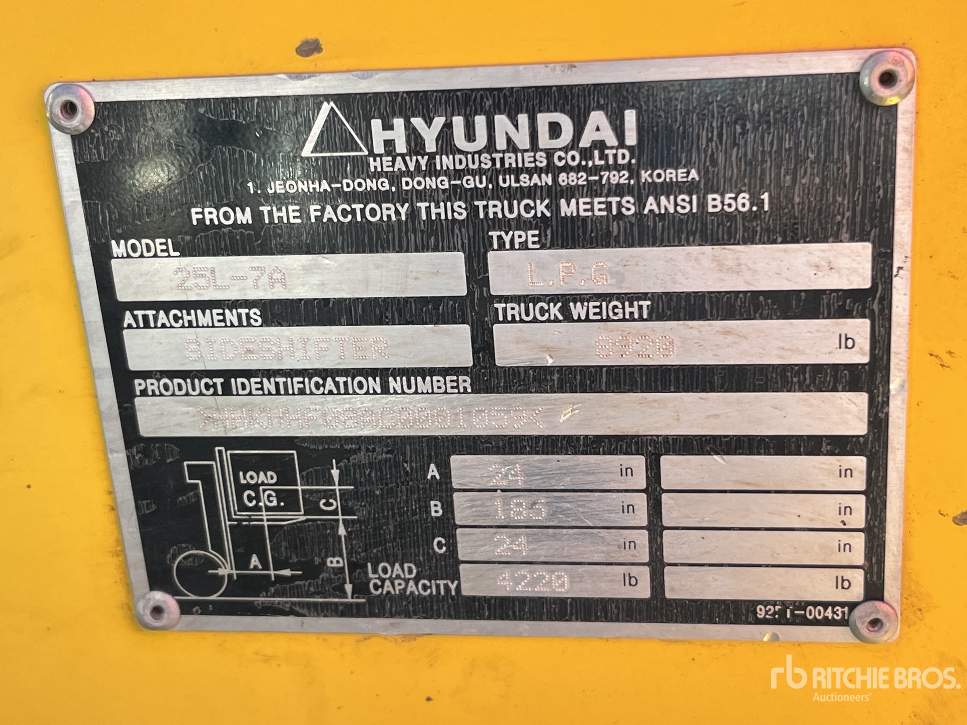 General Appearance with Serial Number / VIN
