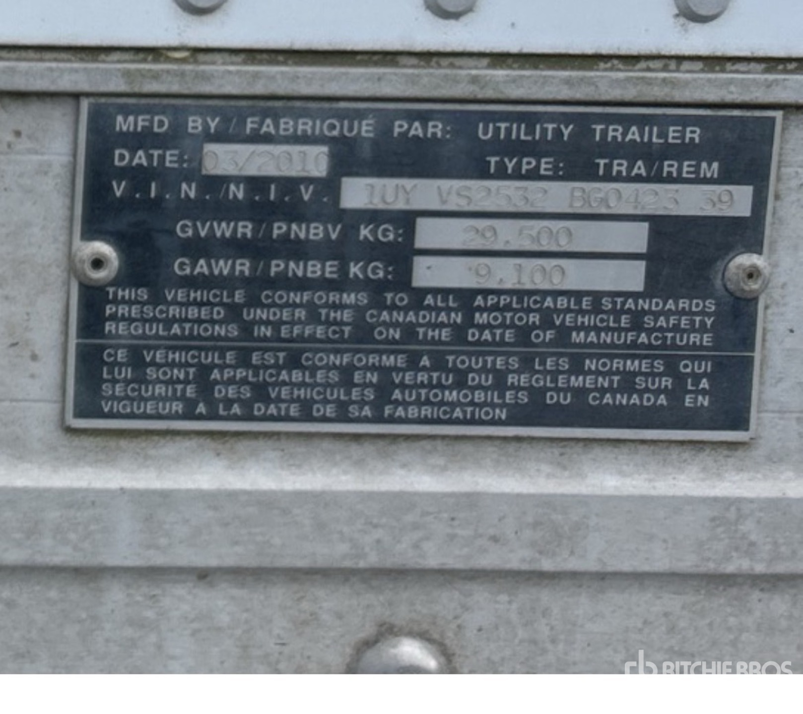 General Appearance with Serial Number / VIN