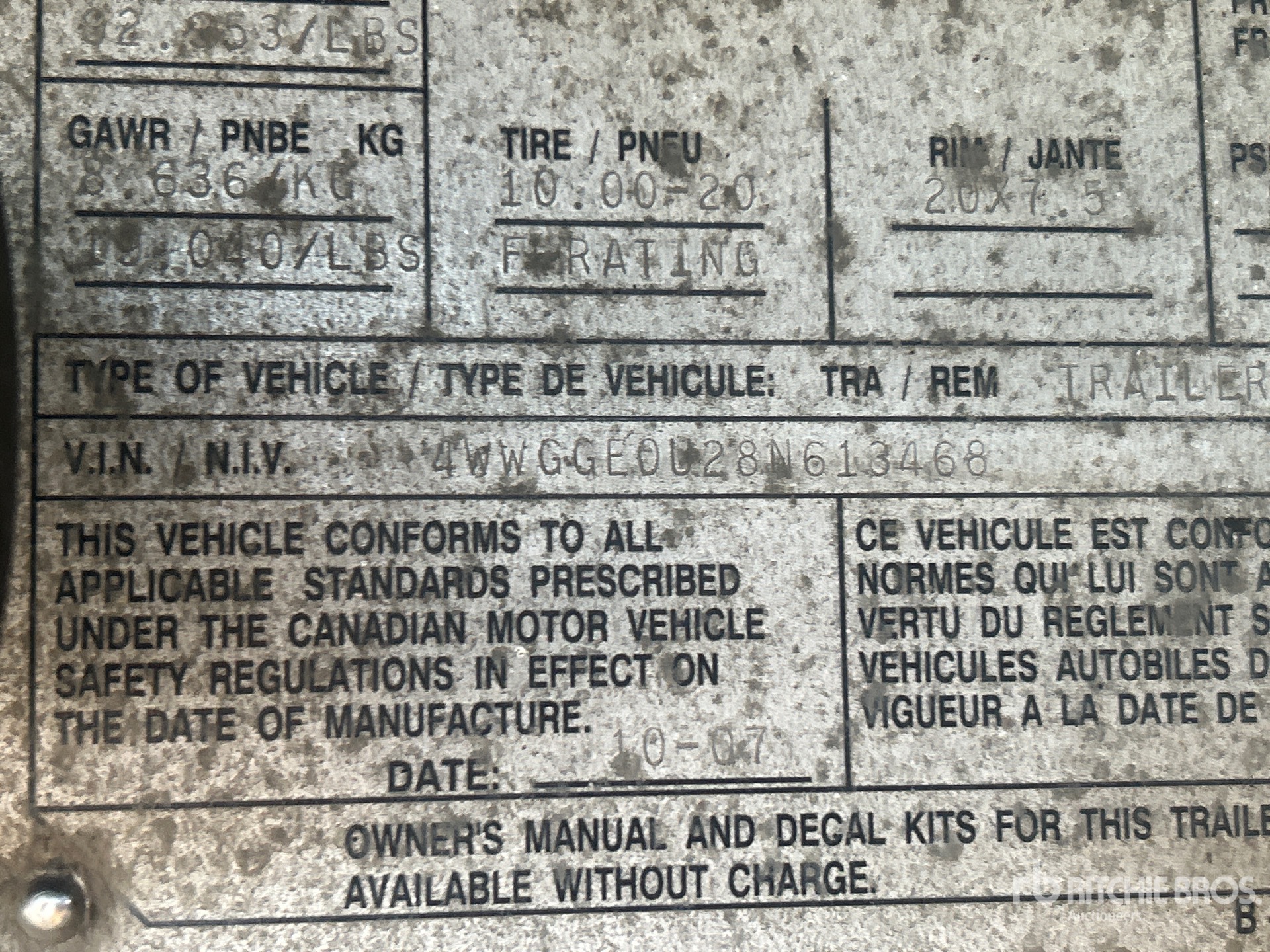 General Appearance with Serial Number / VIN