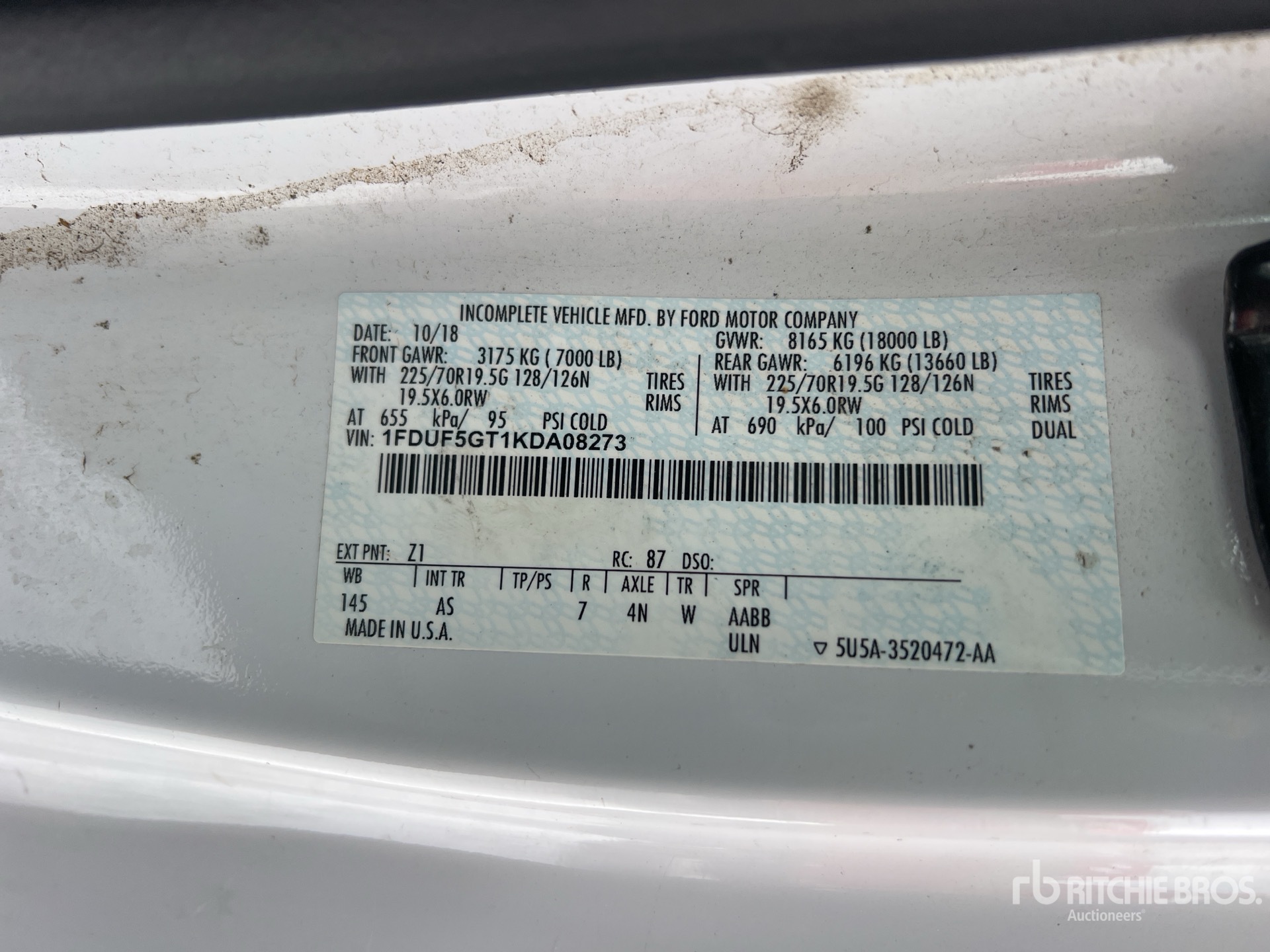 General Appearance with N.º de serie/VIN