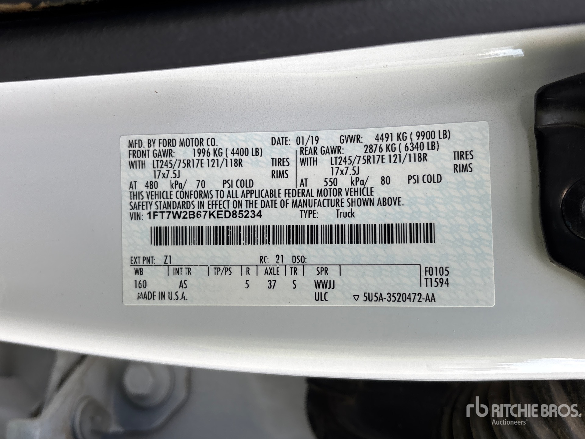 General Appearance with Serial Number / VIN