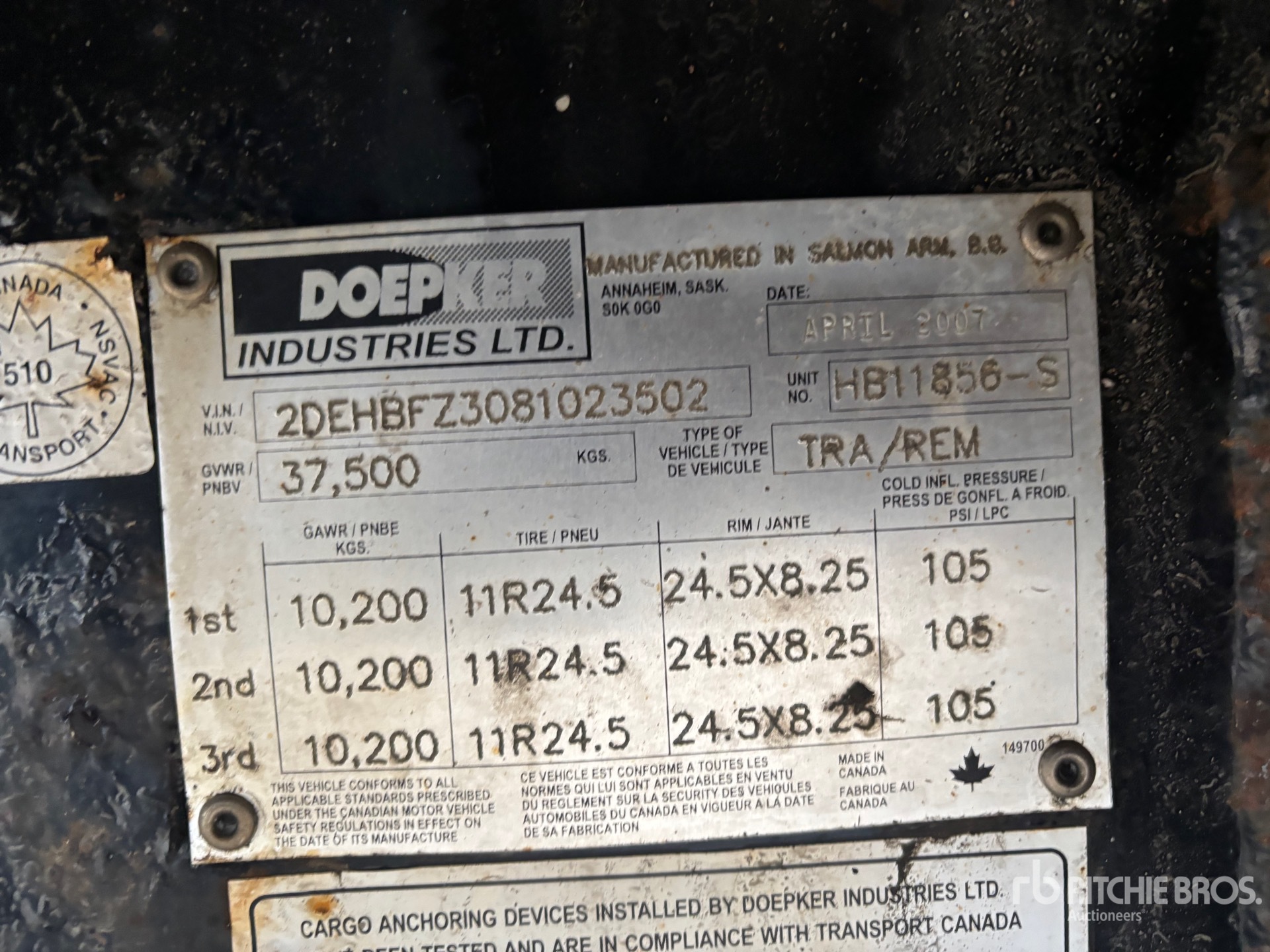 General Appearance with N.º de serie/VIN