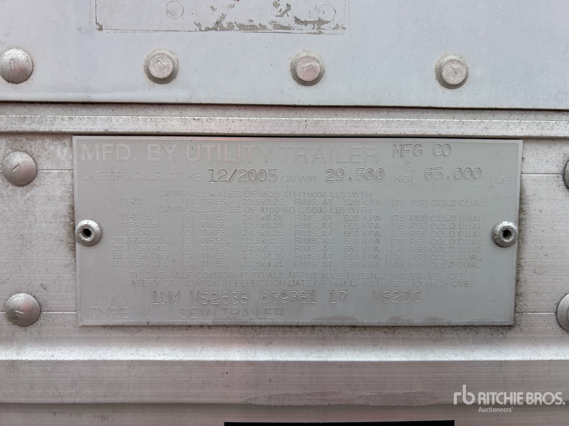 General Appearance with Serial Number / VIN