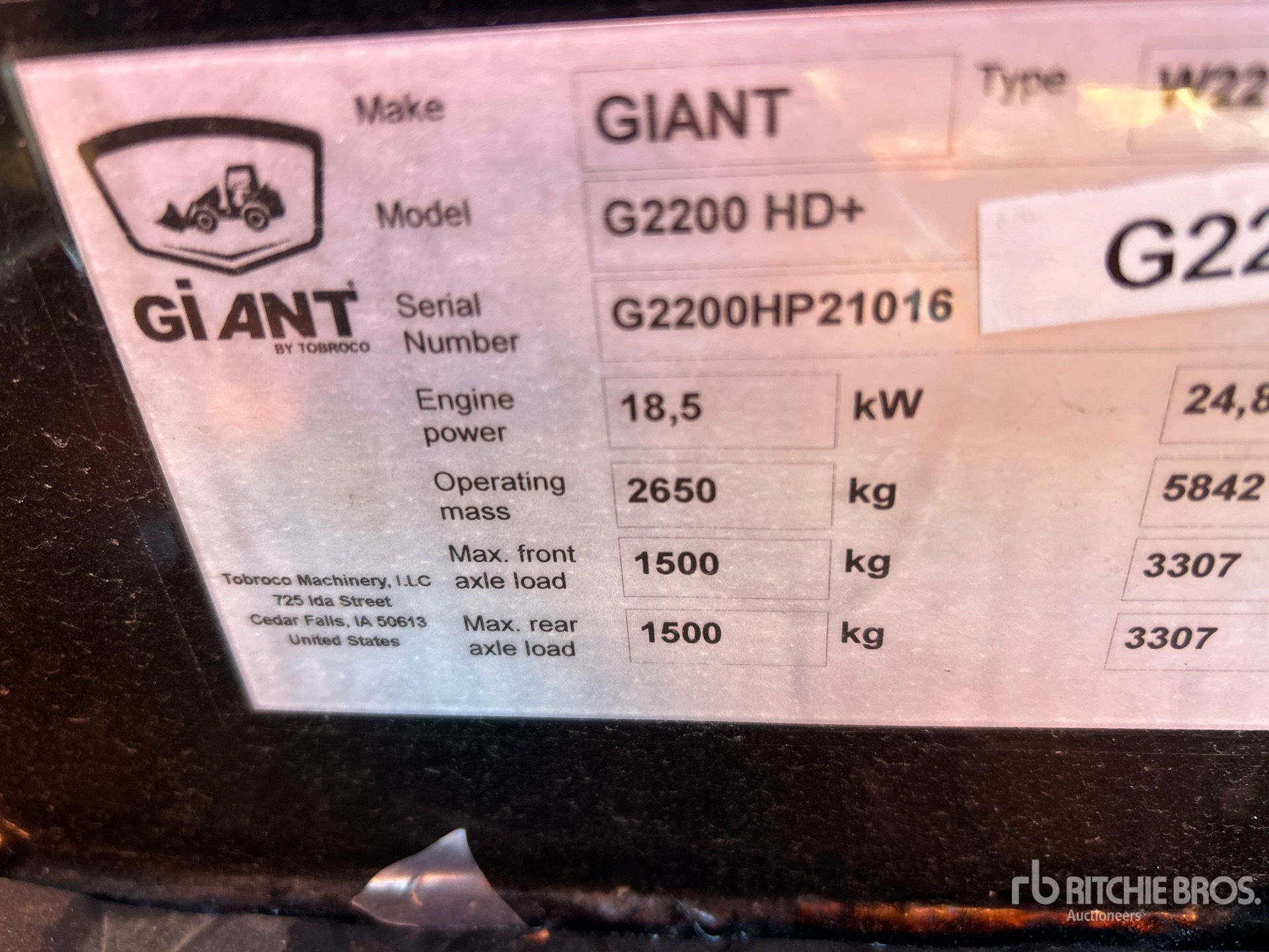 General Appearance with Serial Number / VIN