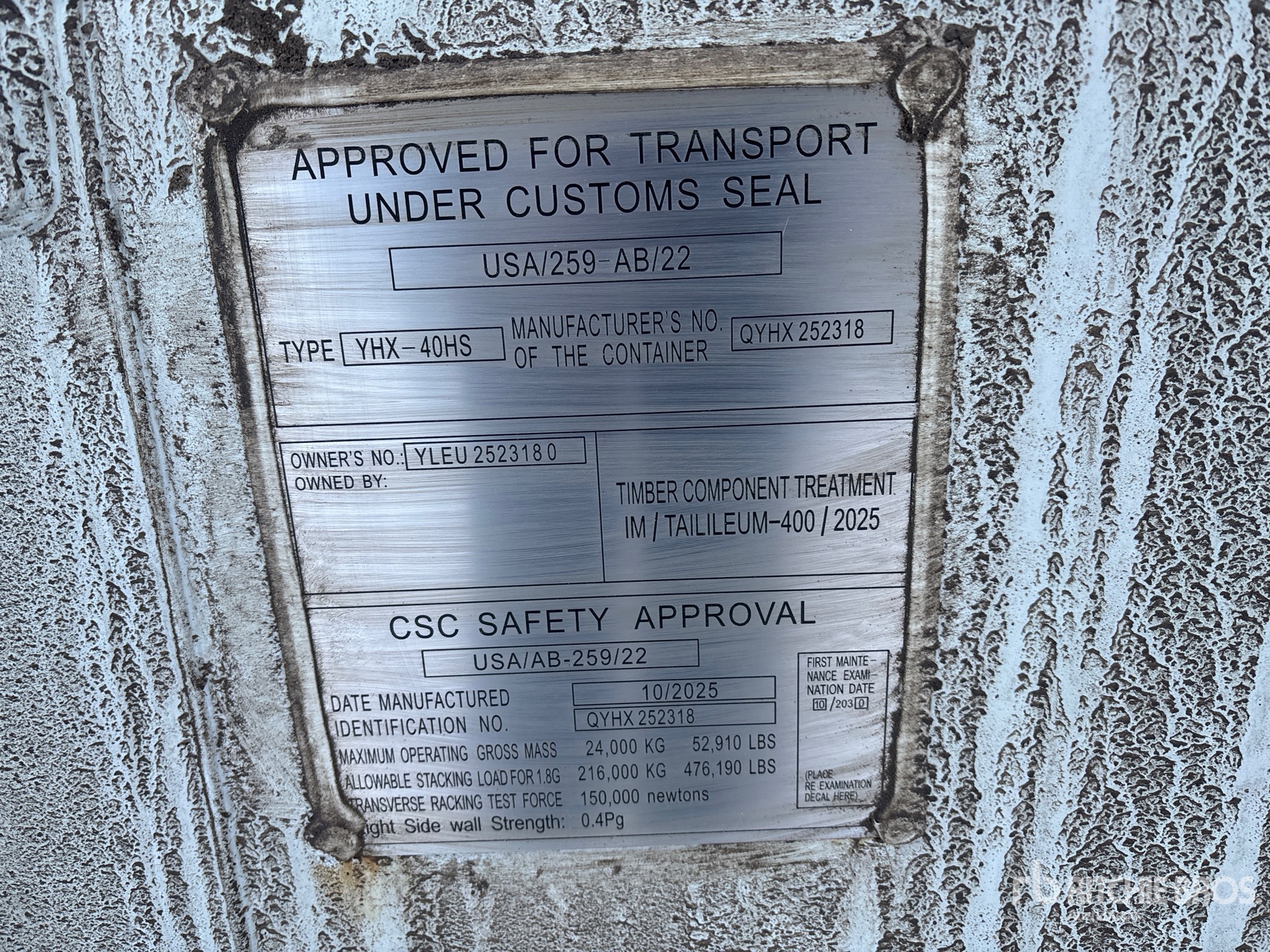 General Appearance with Serial Number / VIN