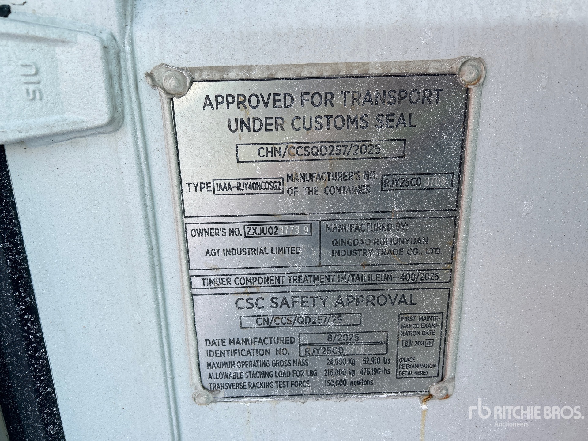 General Appearance with Serial Number / VIN