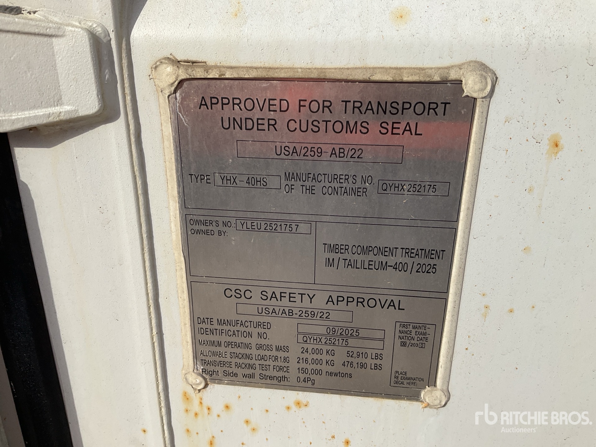 General Appearance with Serial Number / VIN