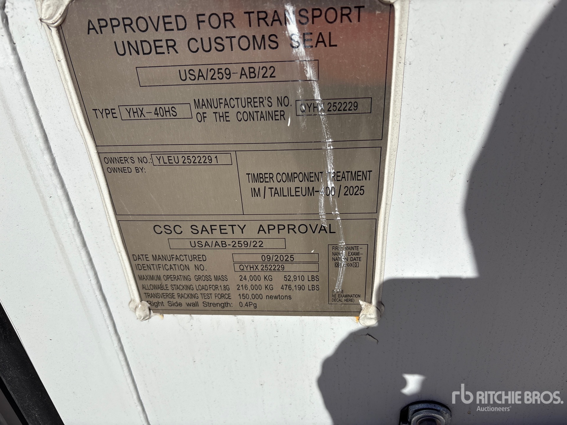 General Appearance with Serial Number / VIN