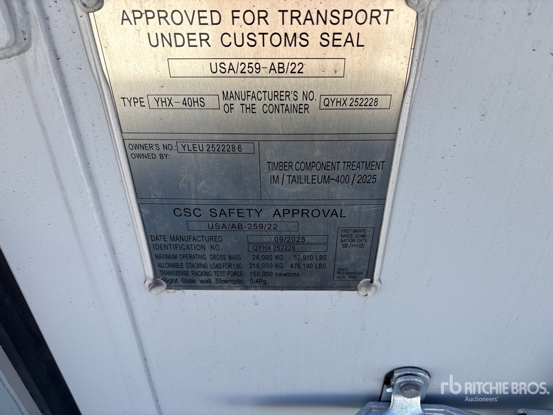 General Appearance with Serial Number / VIN