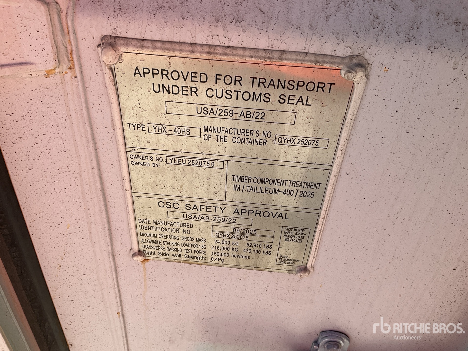 General Appearance with Serial Number / VIN