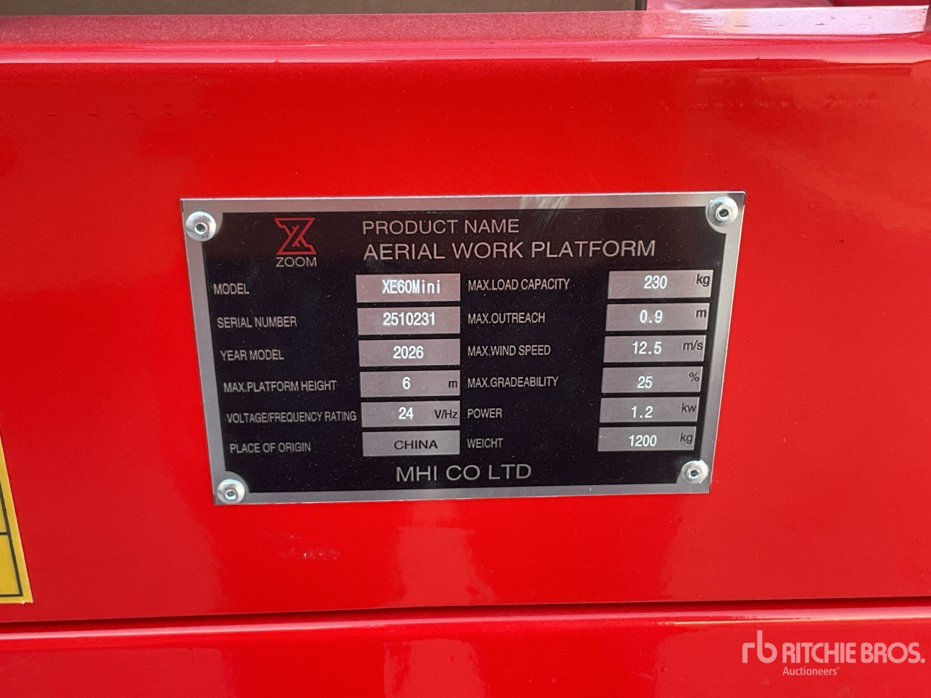 General Appearance with Serial Number / VIN