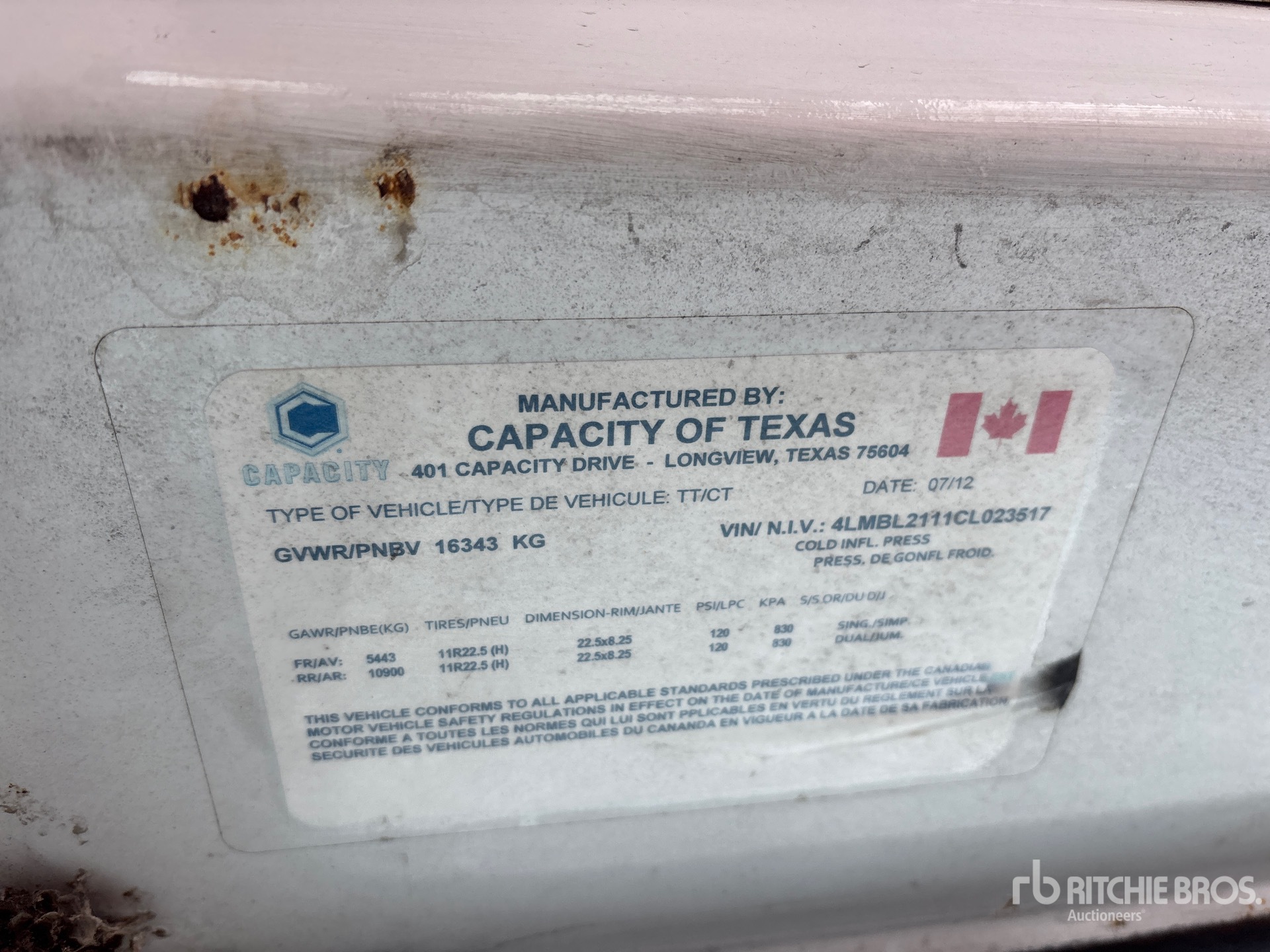 General Appearance with N.º de serie/VIN