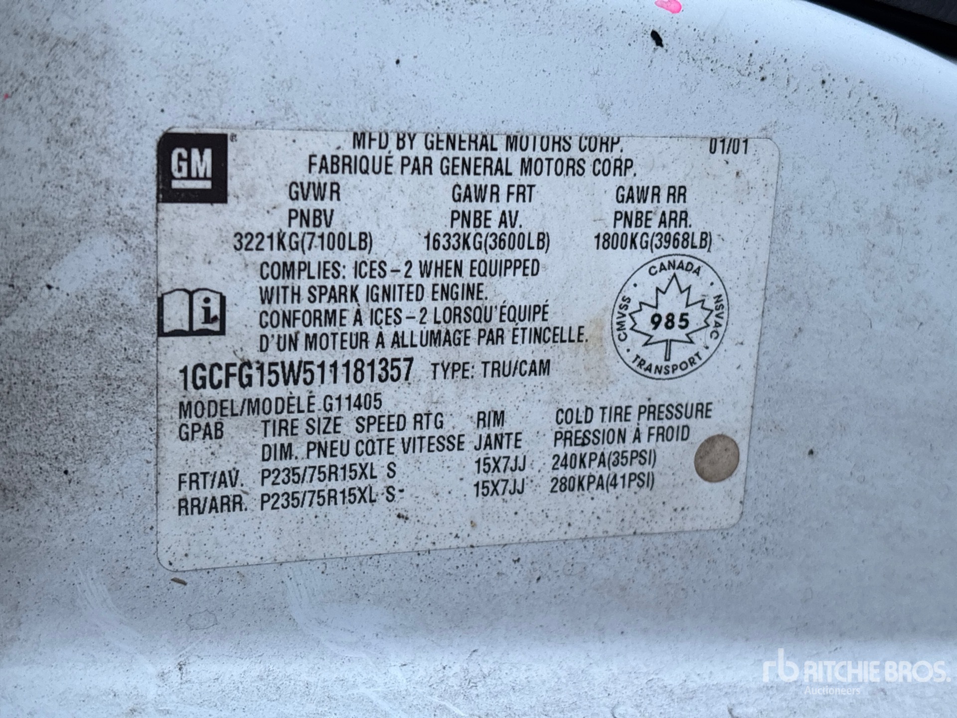 General Appearance with Serial Number / VIN