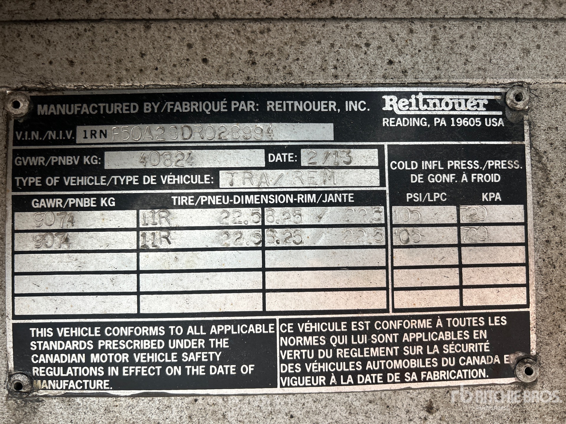 General Appearance with Serial Number / VIN