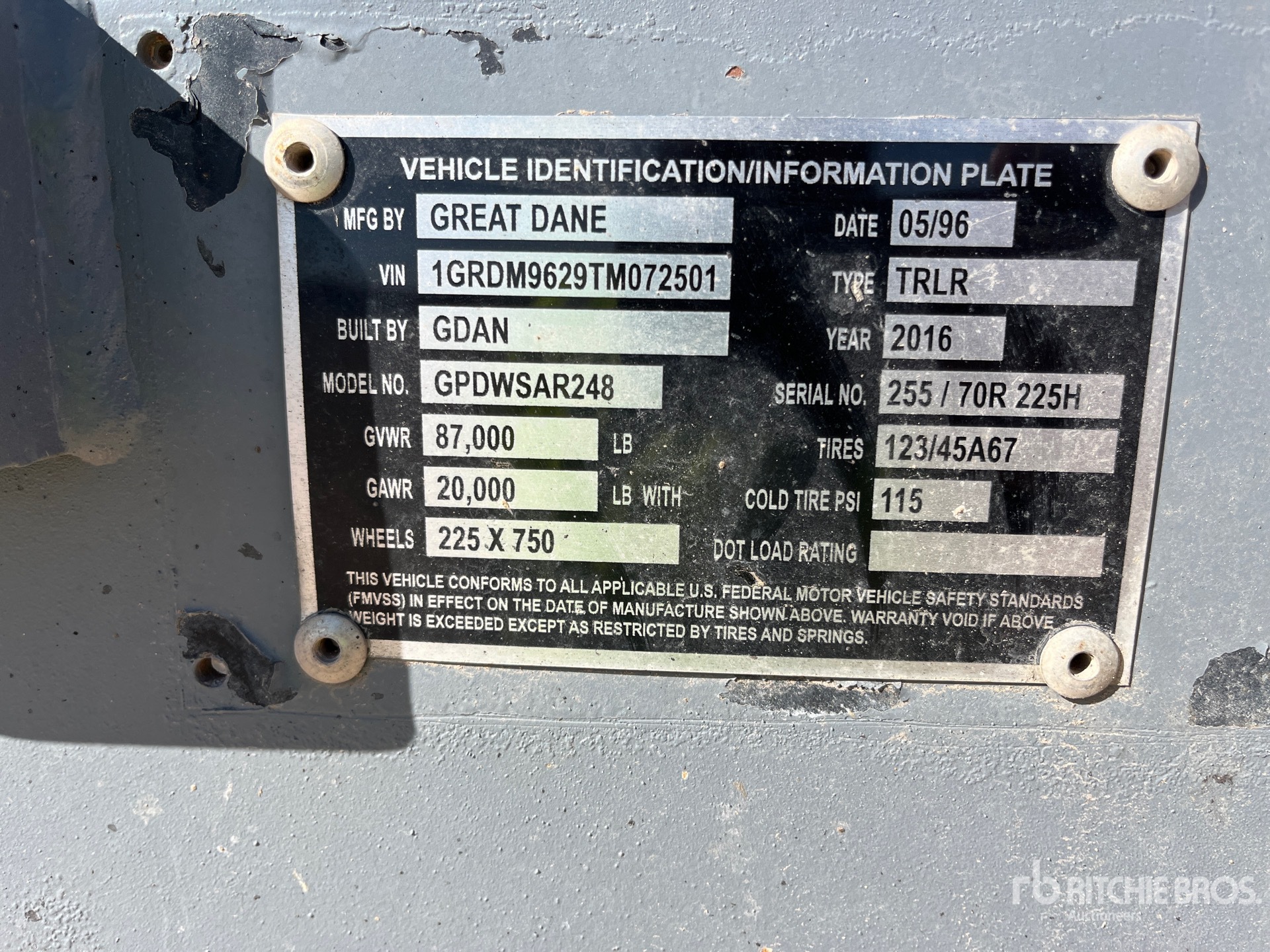 General Appearance with Serial Number / VIN