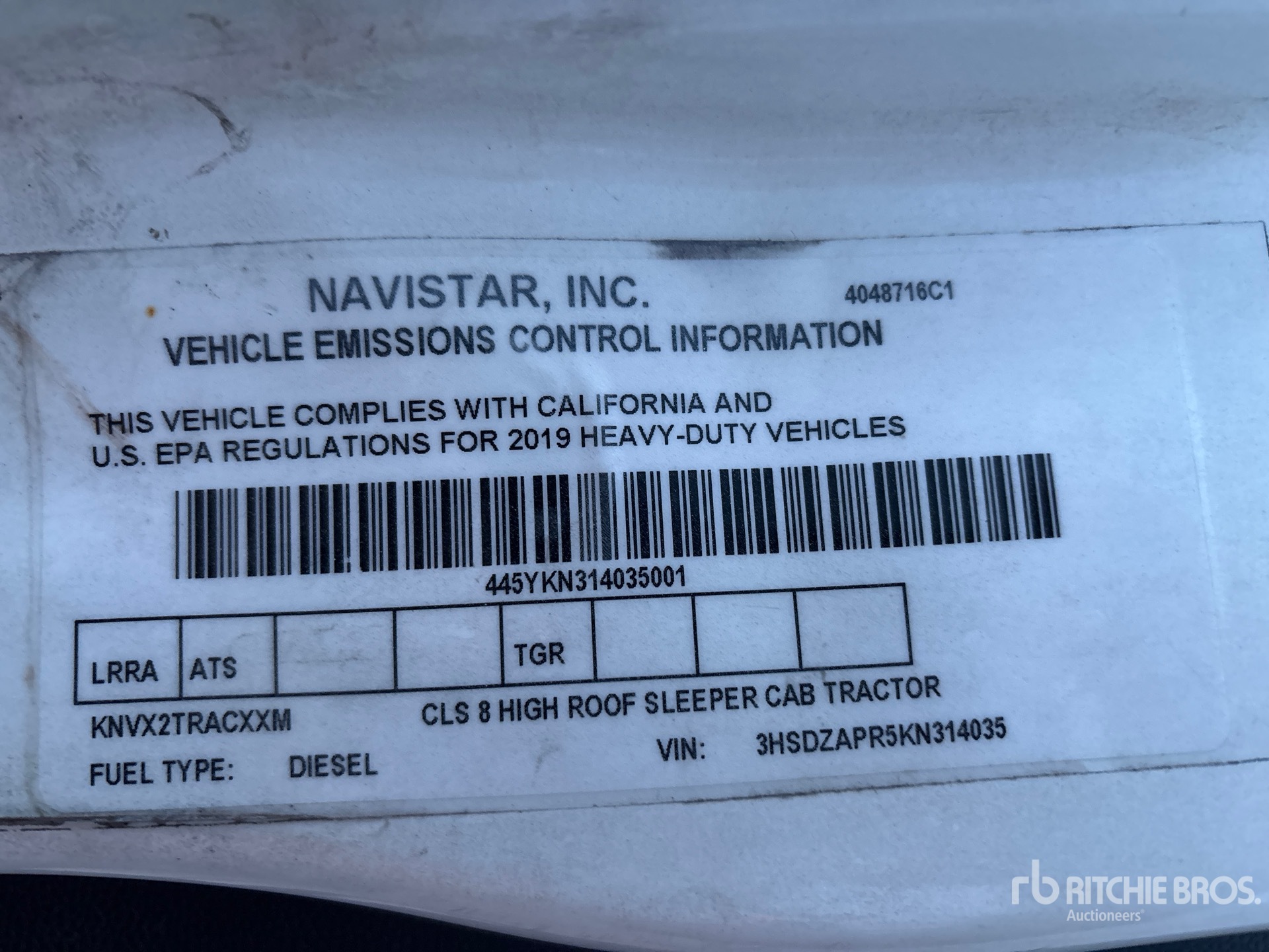 General Appearance with Serial Number / VIN