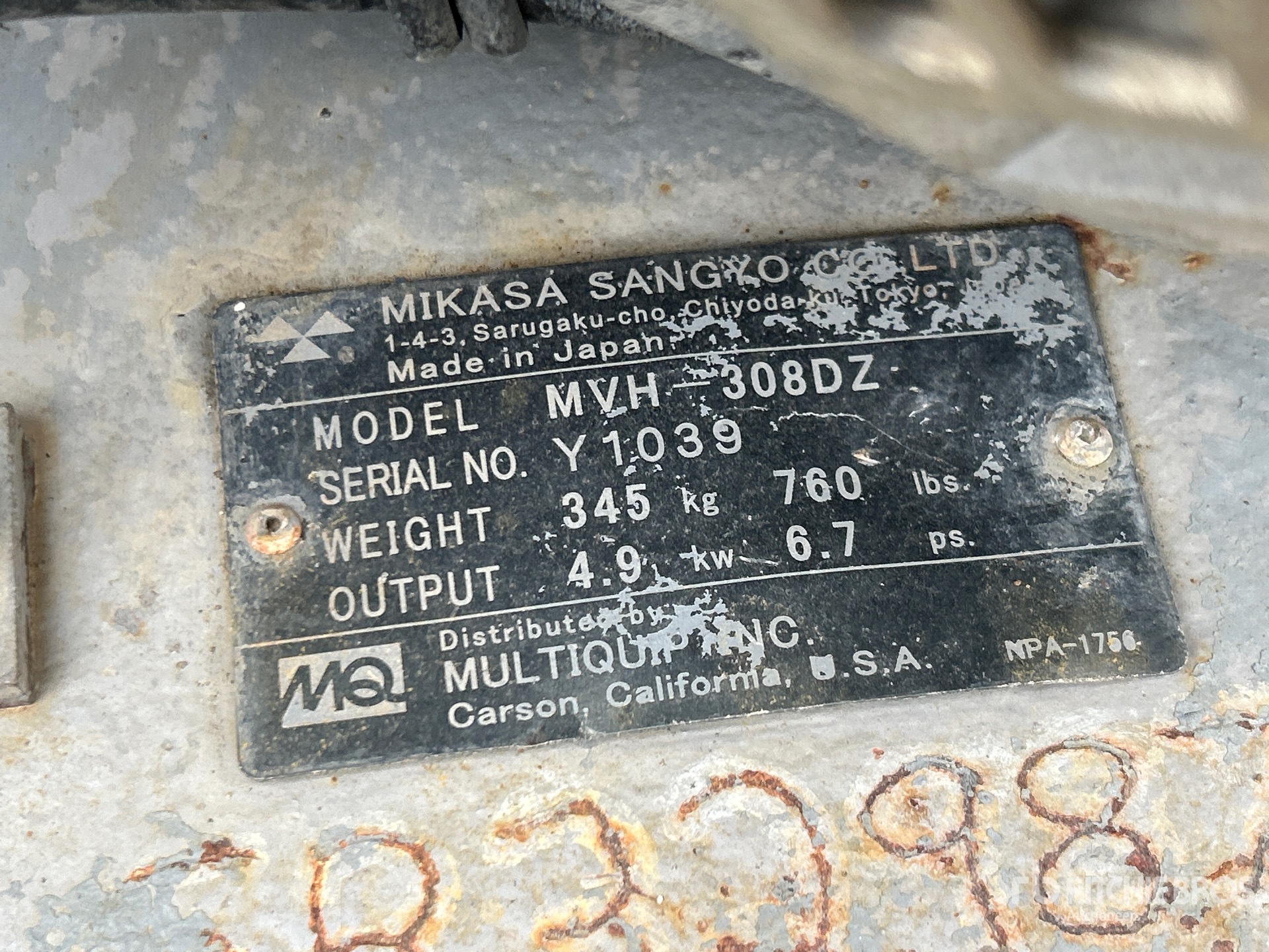 General Appearance with Serial Number / VIN