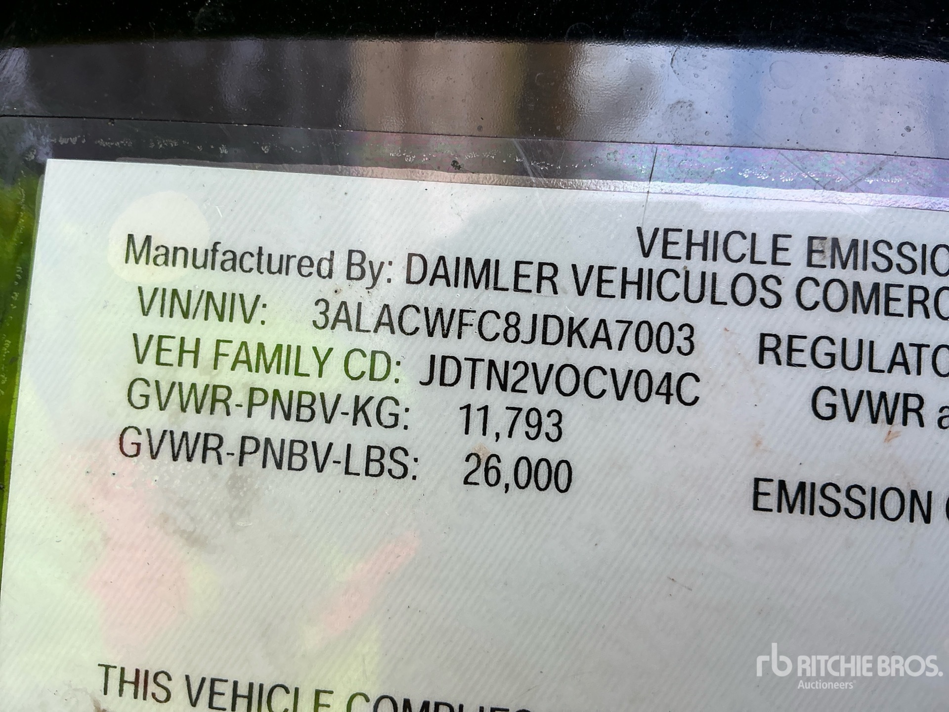 General Appearance with Serial Number / VIN