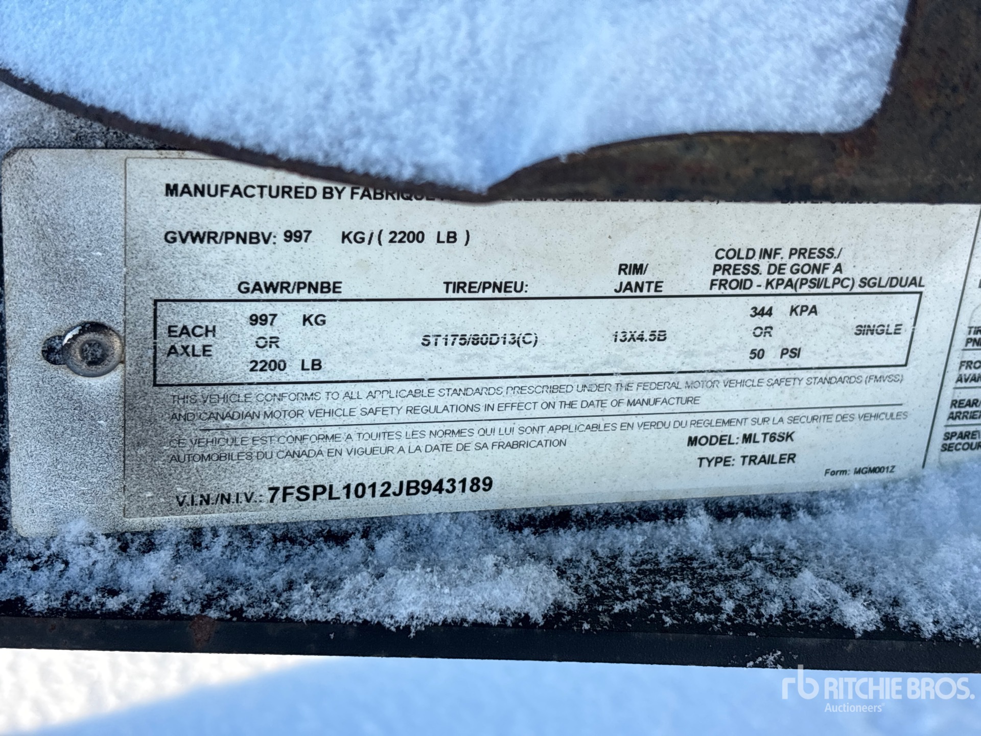 General Appearance with Serial Number / VIN