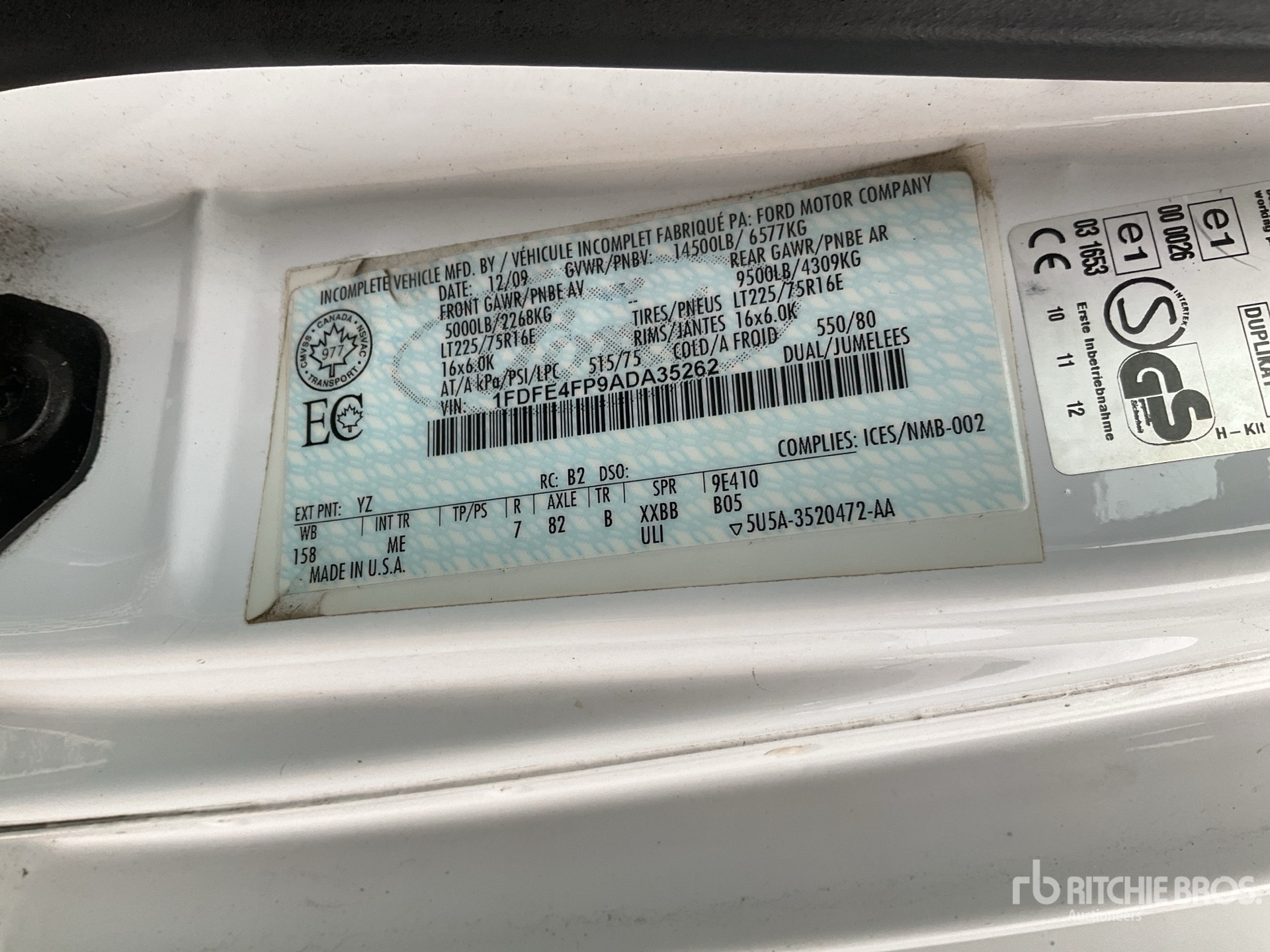 General Appearance with Serial Number / VIN