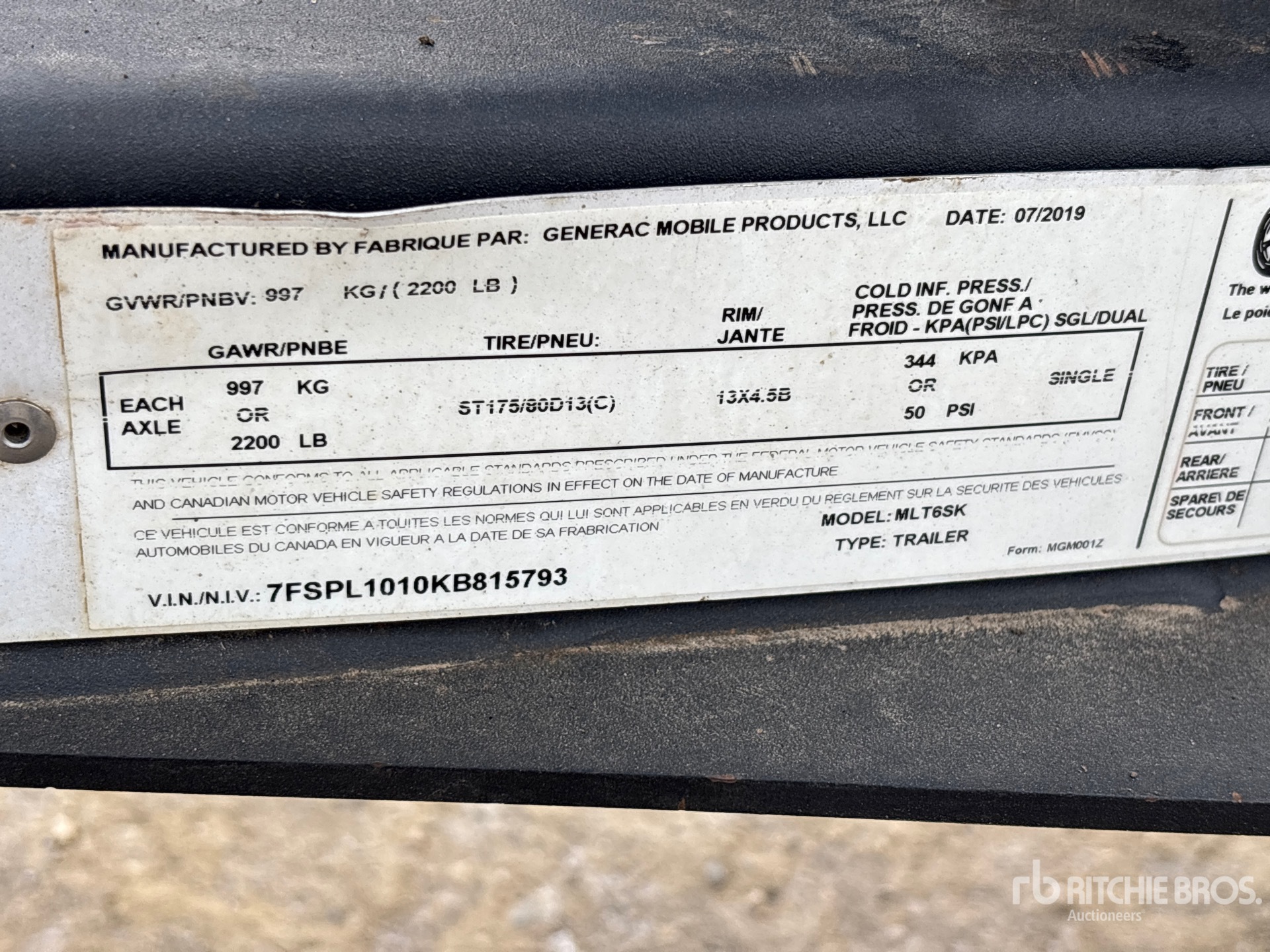 General Appearance with N.º de serie/VIN