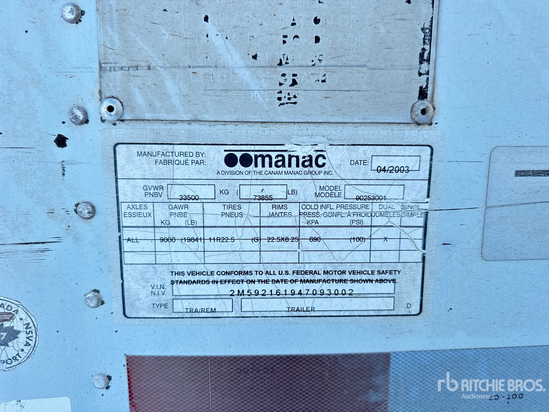 General Appearance with Serial Number / VIN