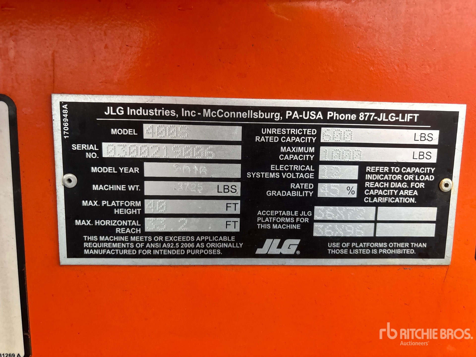 General Appearance with Serial Number / VIN