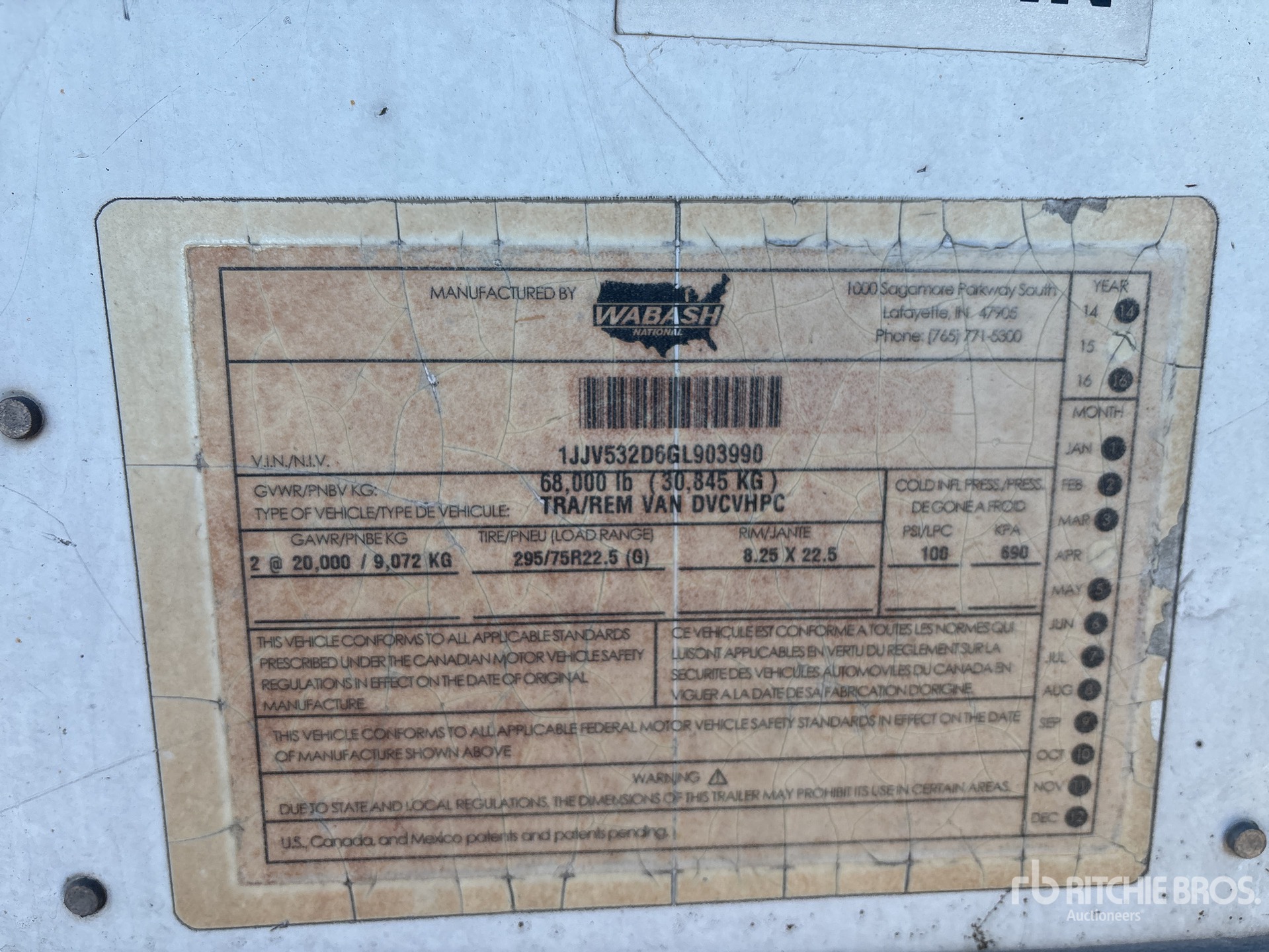 General Appearance with Serial Number / VIN