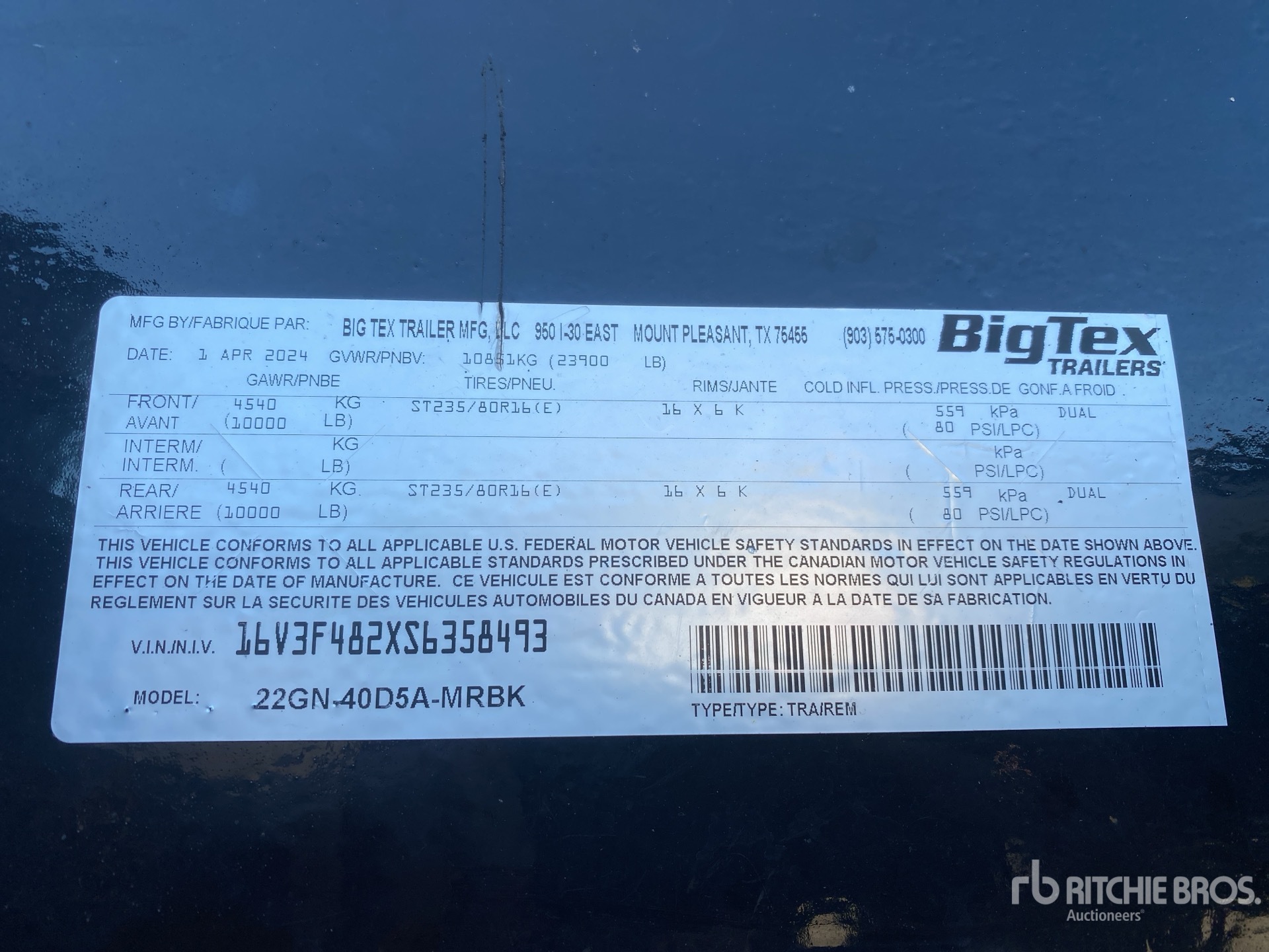 General Appearance with Serial Number / VIN