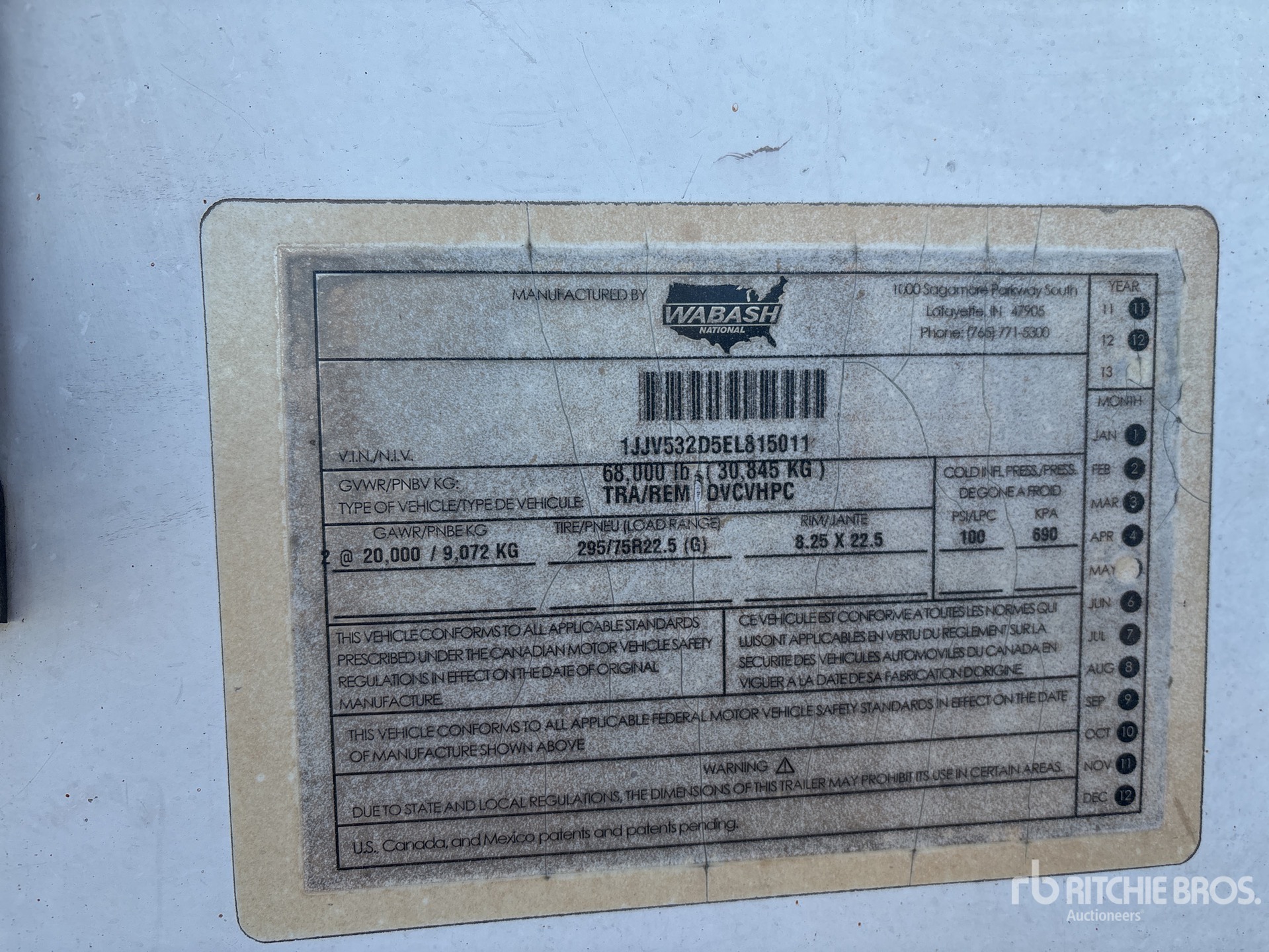 General Appearance with Serial Number / VIN