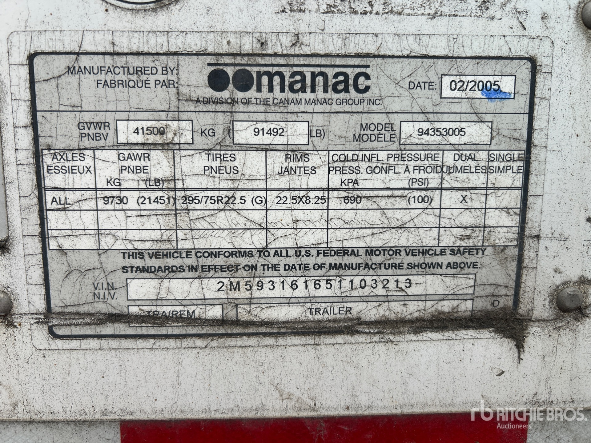 General Appearance with Serial Number / VIN