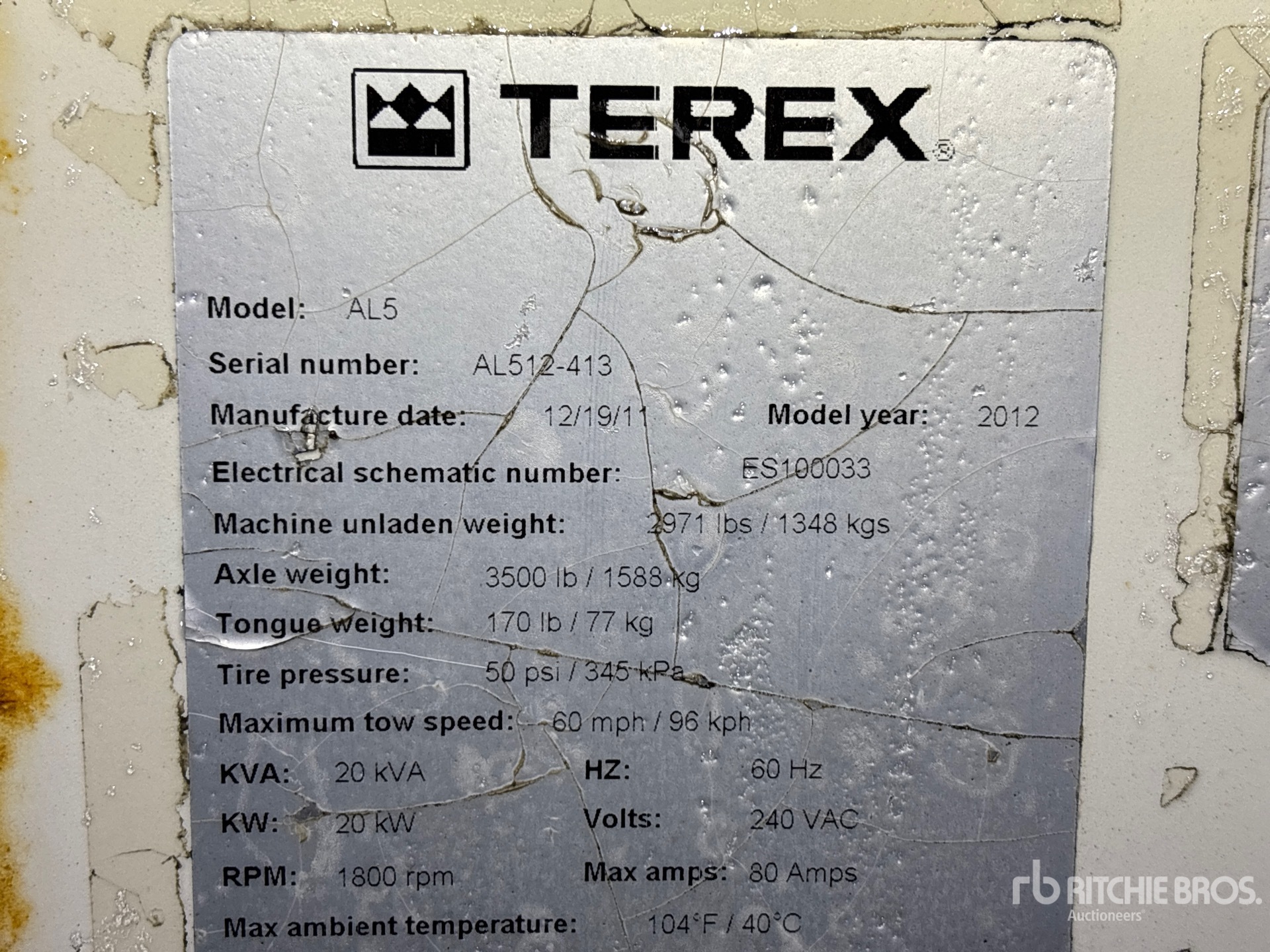 General Appearance with Unit Serial Number